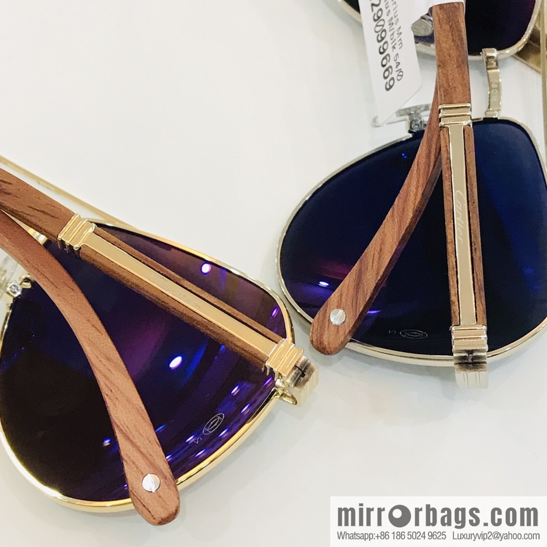 Cartier Wooden Temple Men's Sunglasses