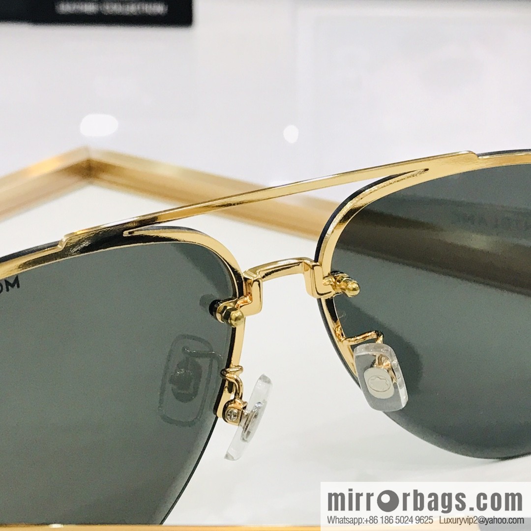 Montblanc Metal Half Frame Unisex Sunglasses