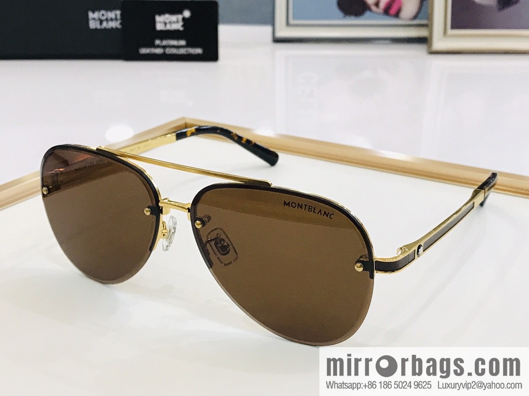 Montblanc Metal Half Frame Unisex Sunglasses