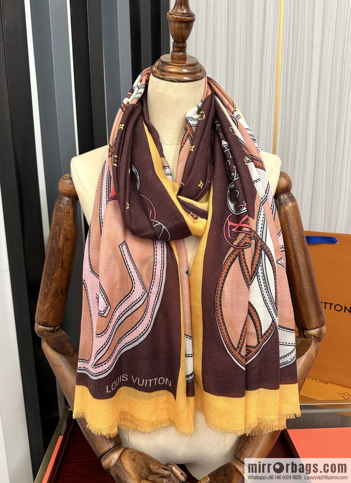 LV Louis Vuitton printed cashmere scarf