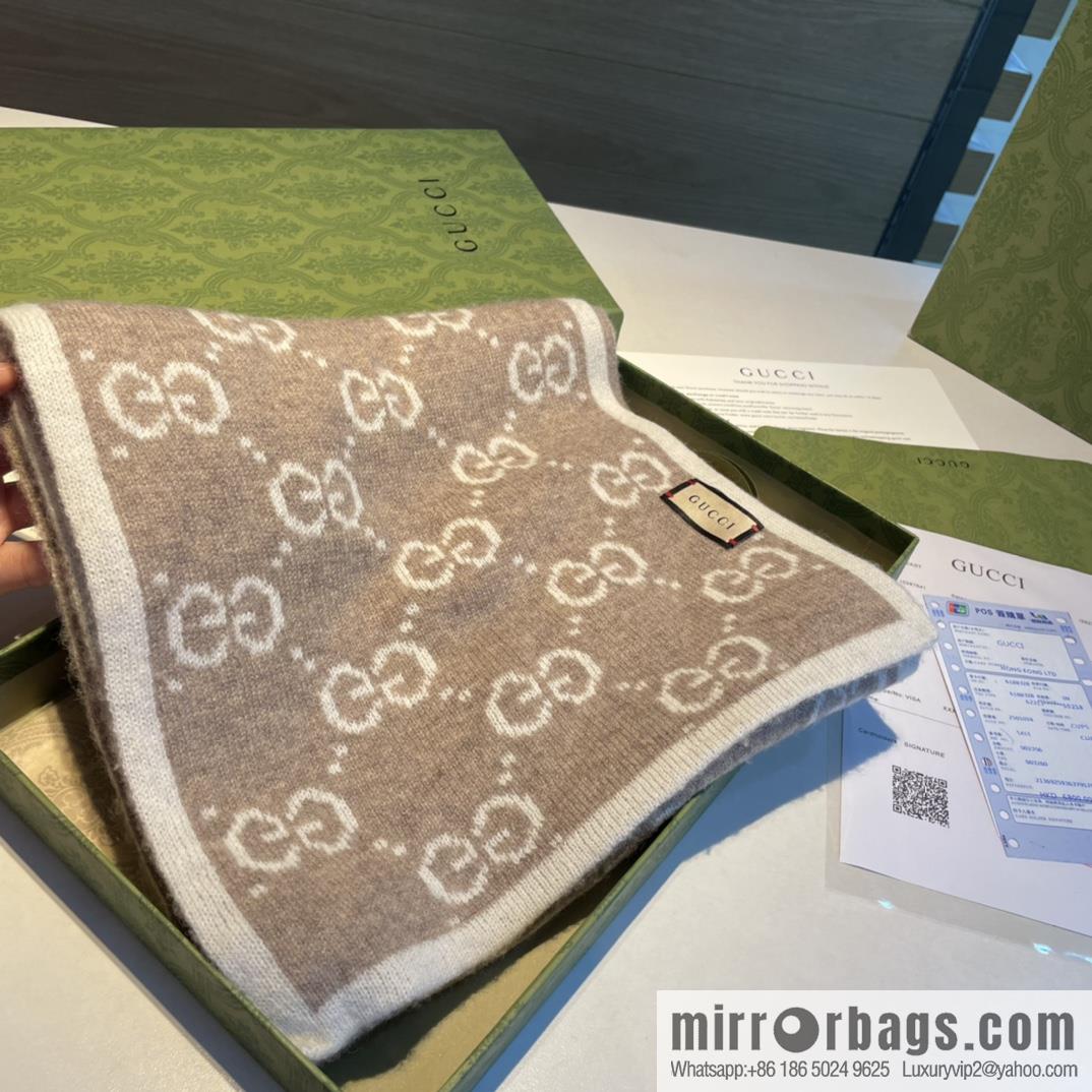 GUCCI Gucci double-sided jacquard classic cashmere scarf