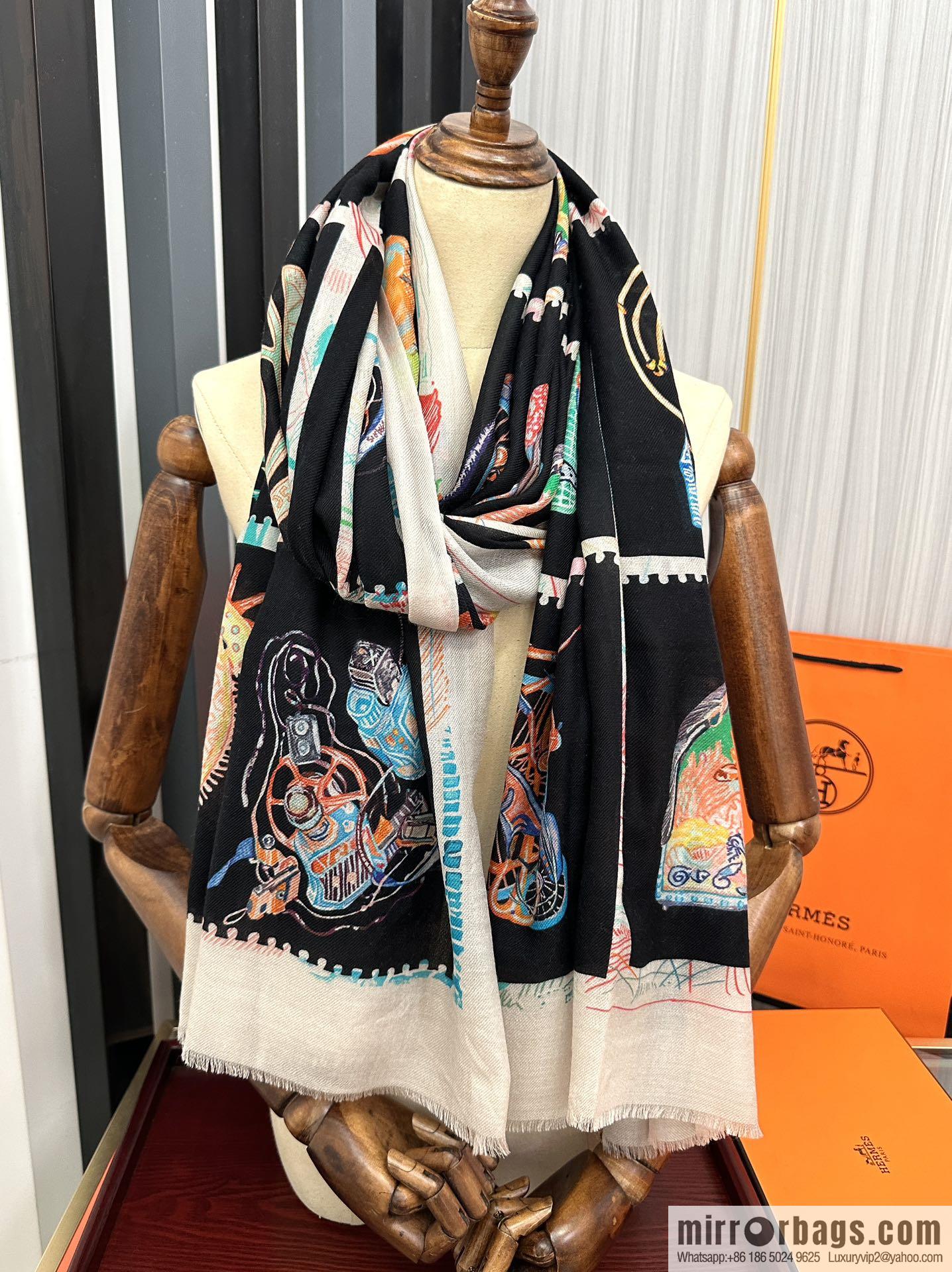 Hermes Hermes Horse Pentium Cashmere Long Towel