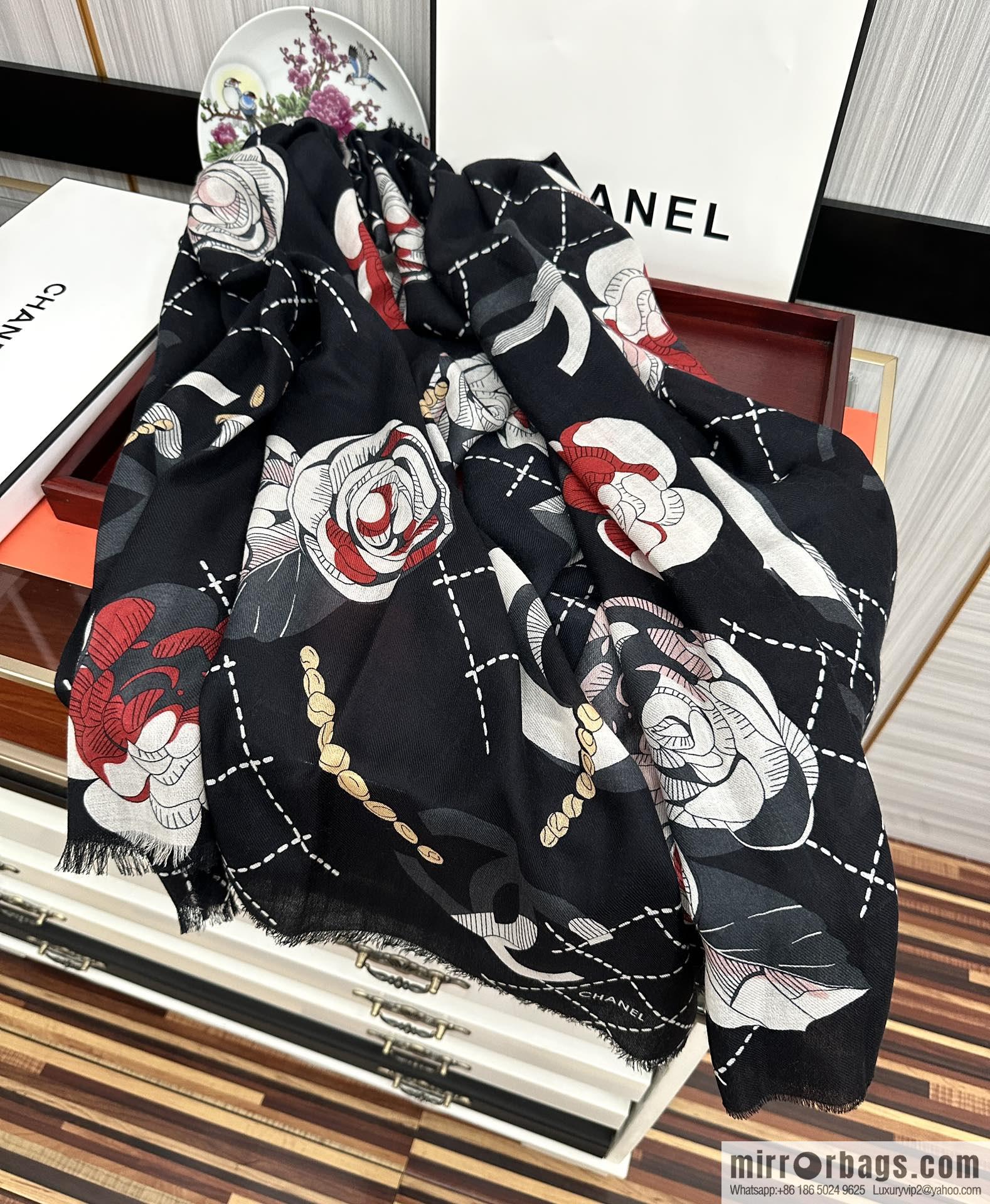 CHANEL Chanel Flower Double C Cashmere Long Towel