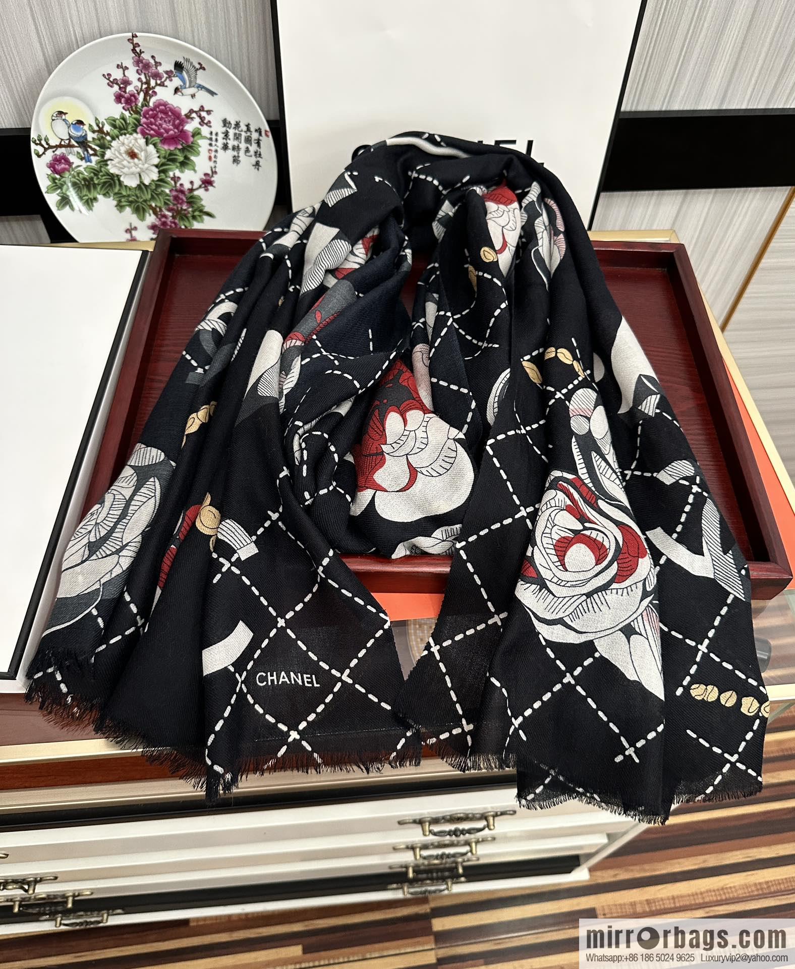 CHANEL Chanel Flower Double C Cashmere Long Towel