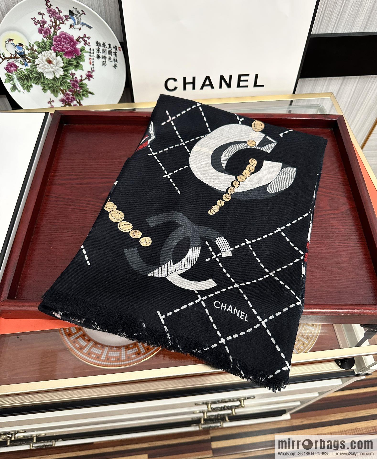 CHANEL Chanel Flower Double C Cashmere Long Towel