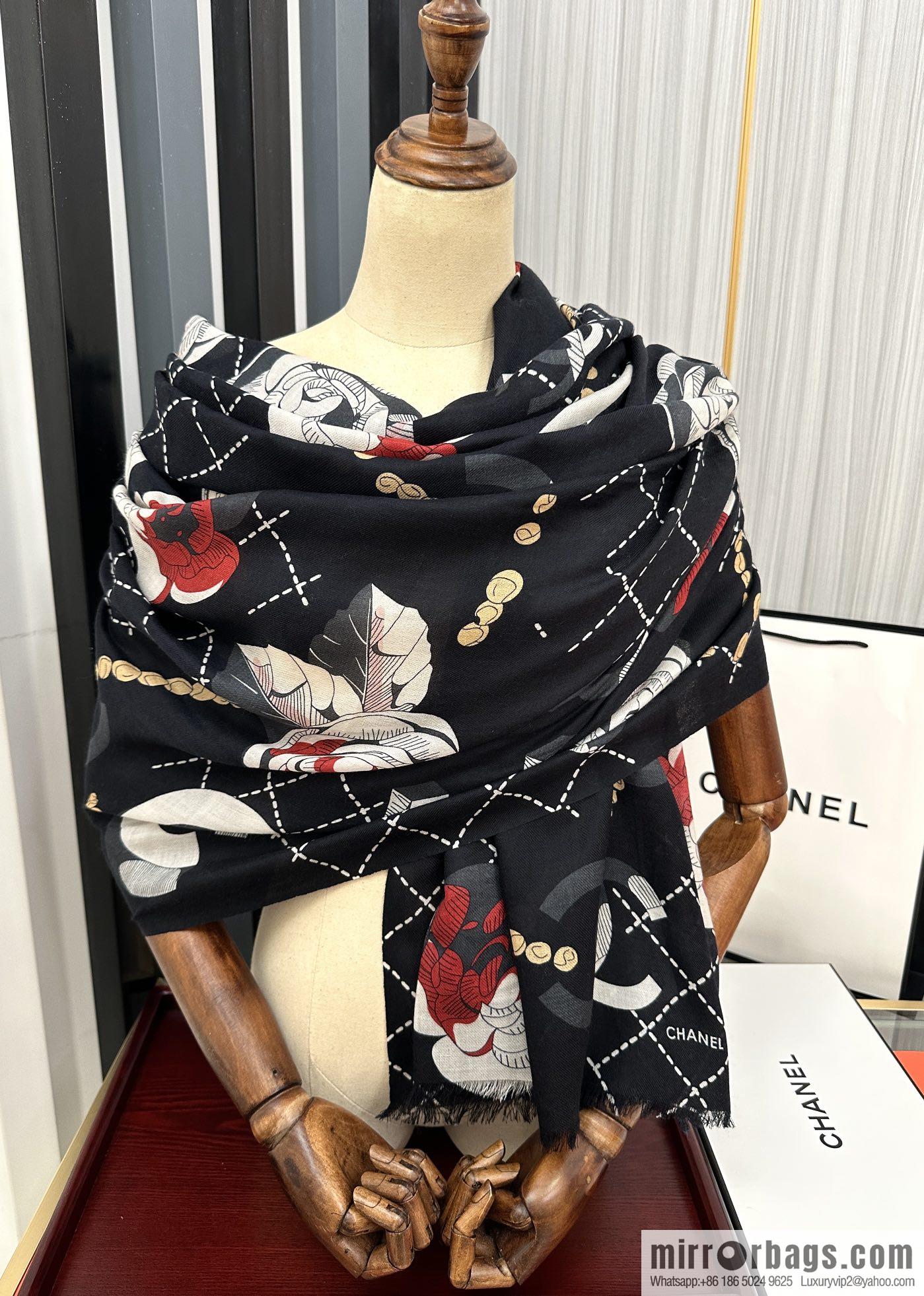 CHANEL Chanel Flower Double C Cashmere Long Towel