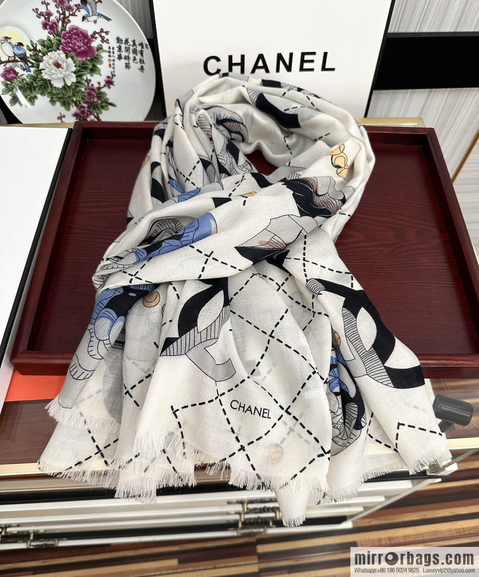 CHANEL Chanel Flower Double C Cashmere Long Towel