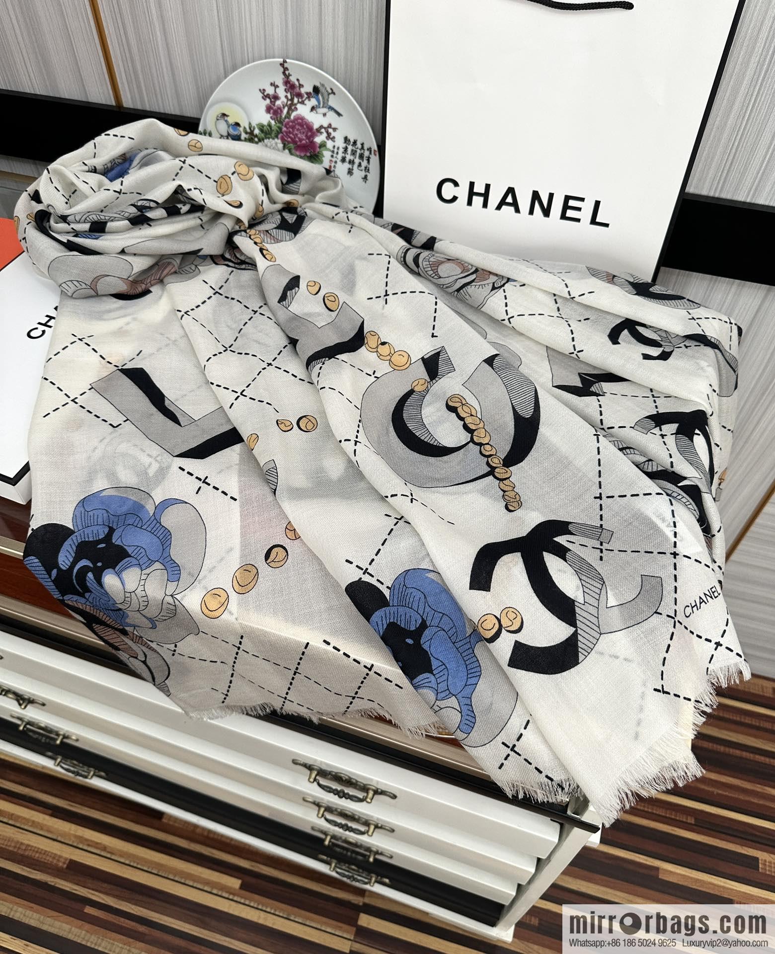 CHANEL Chanel Flower Double C Cashmere Long Towel