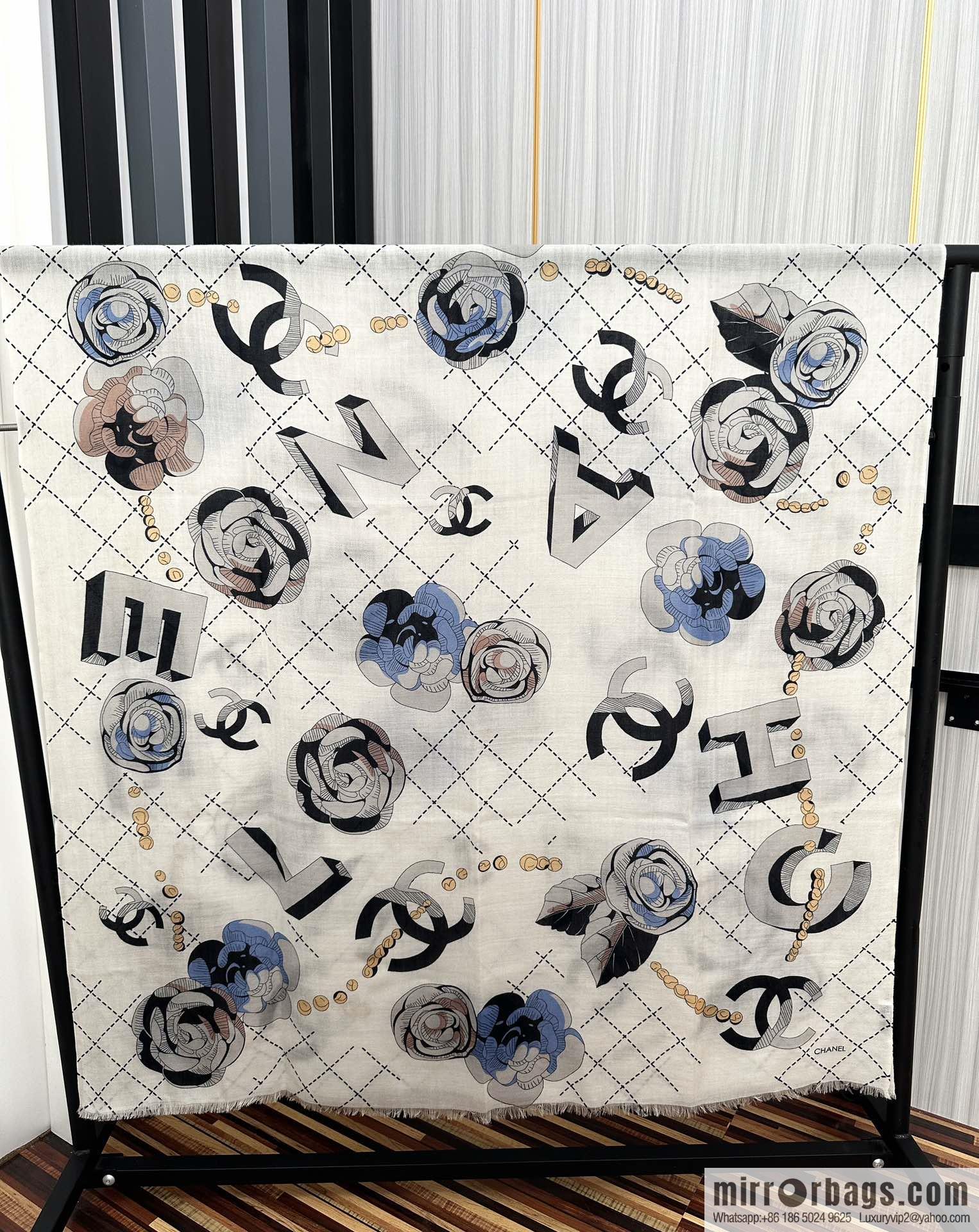 CHANEL Chanel Flower Double C Cashmere Long Towel