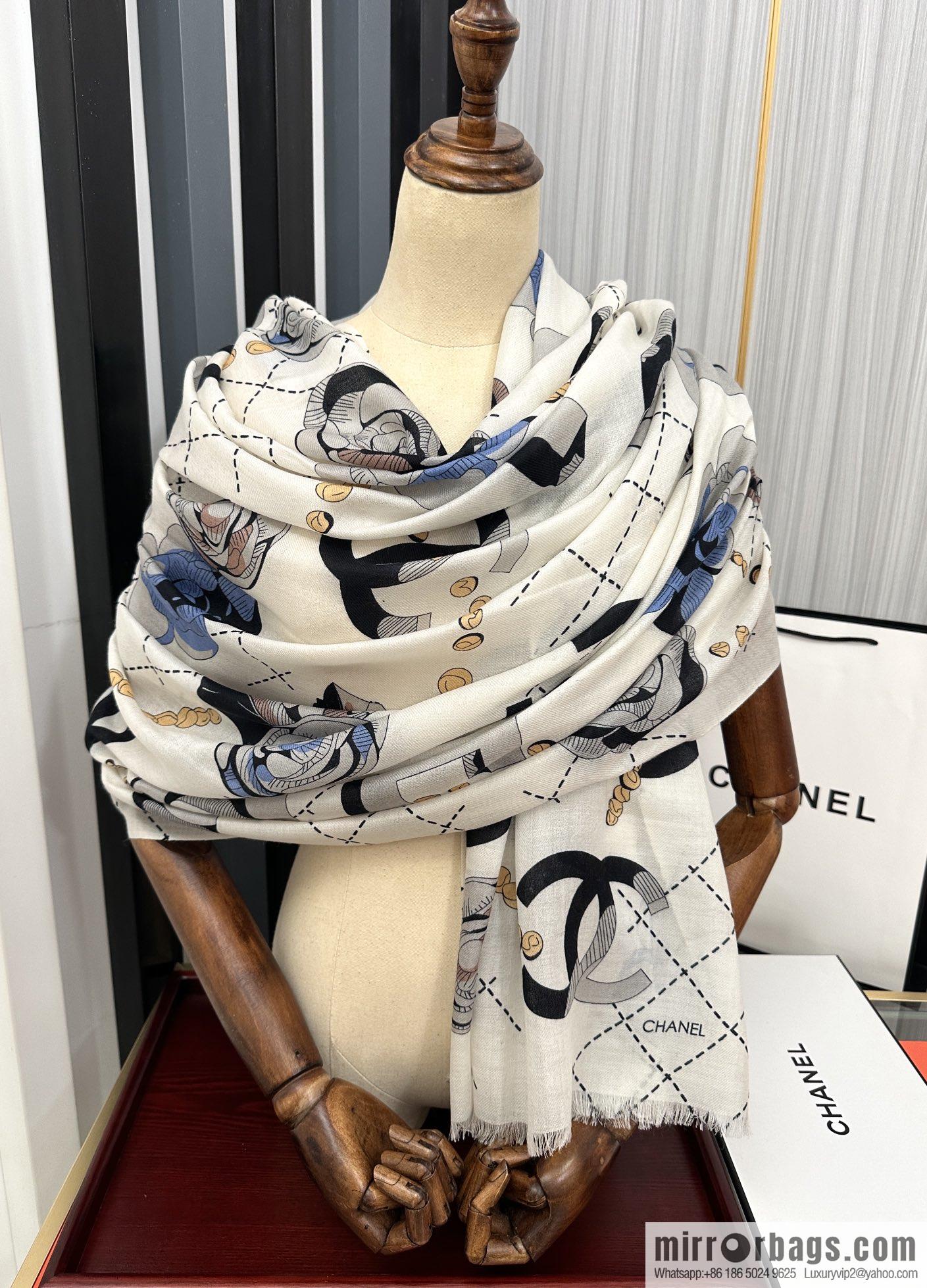 CHANEL Chanel Flower Double C Cashmere Long Towel