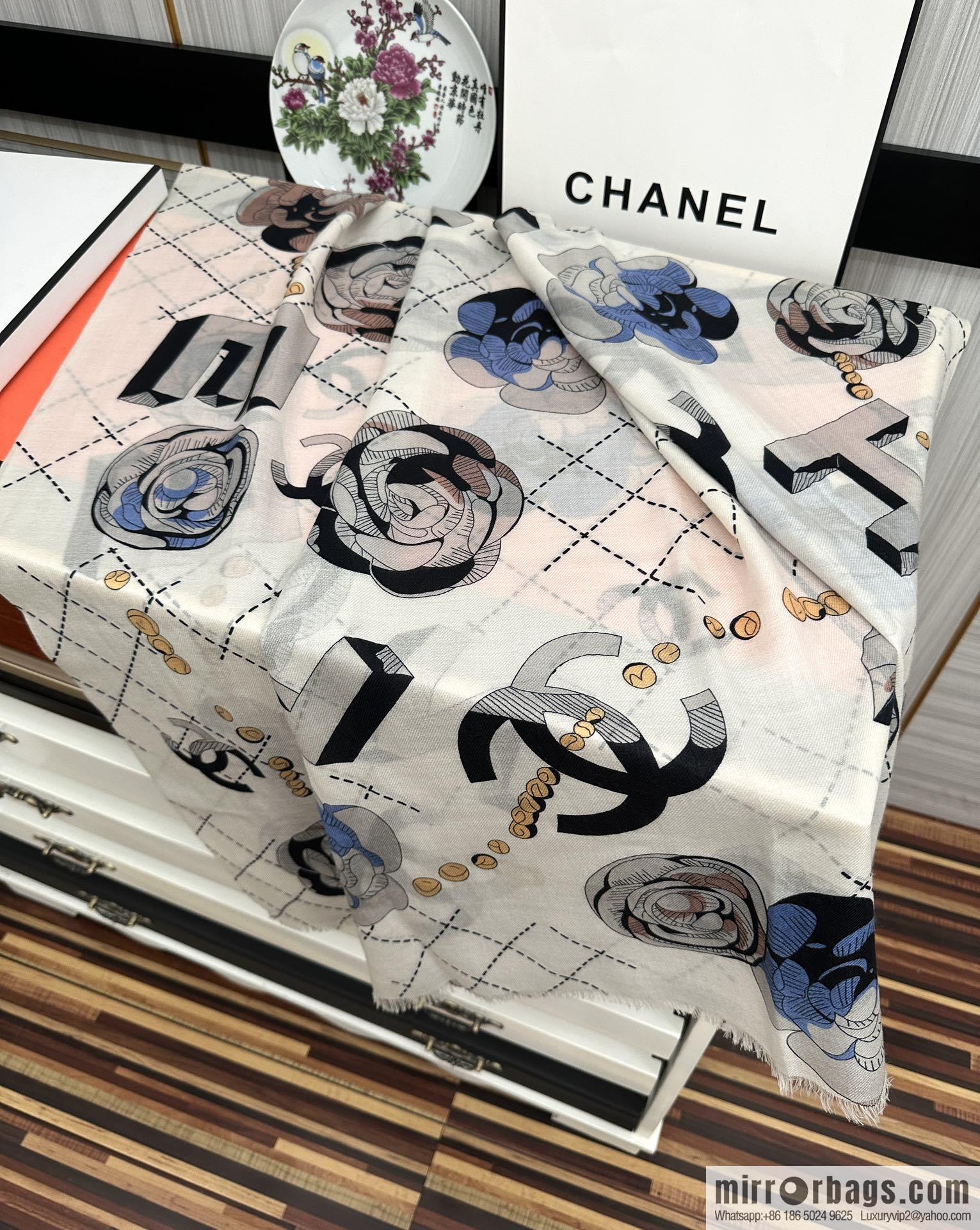 CHANEL Chanel Flower Double C Cashmere Long Towel