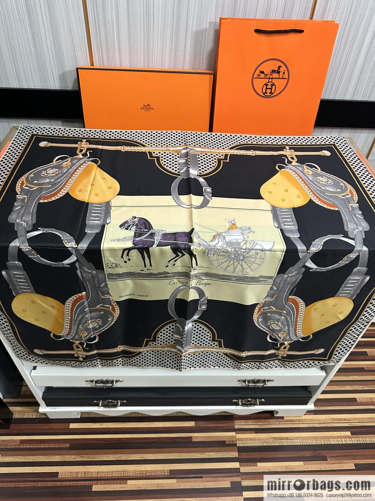 Hermes carriage design silk scarf
