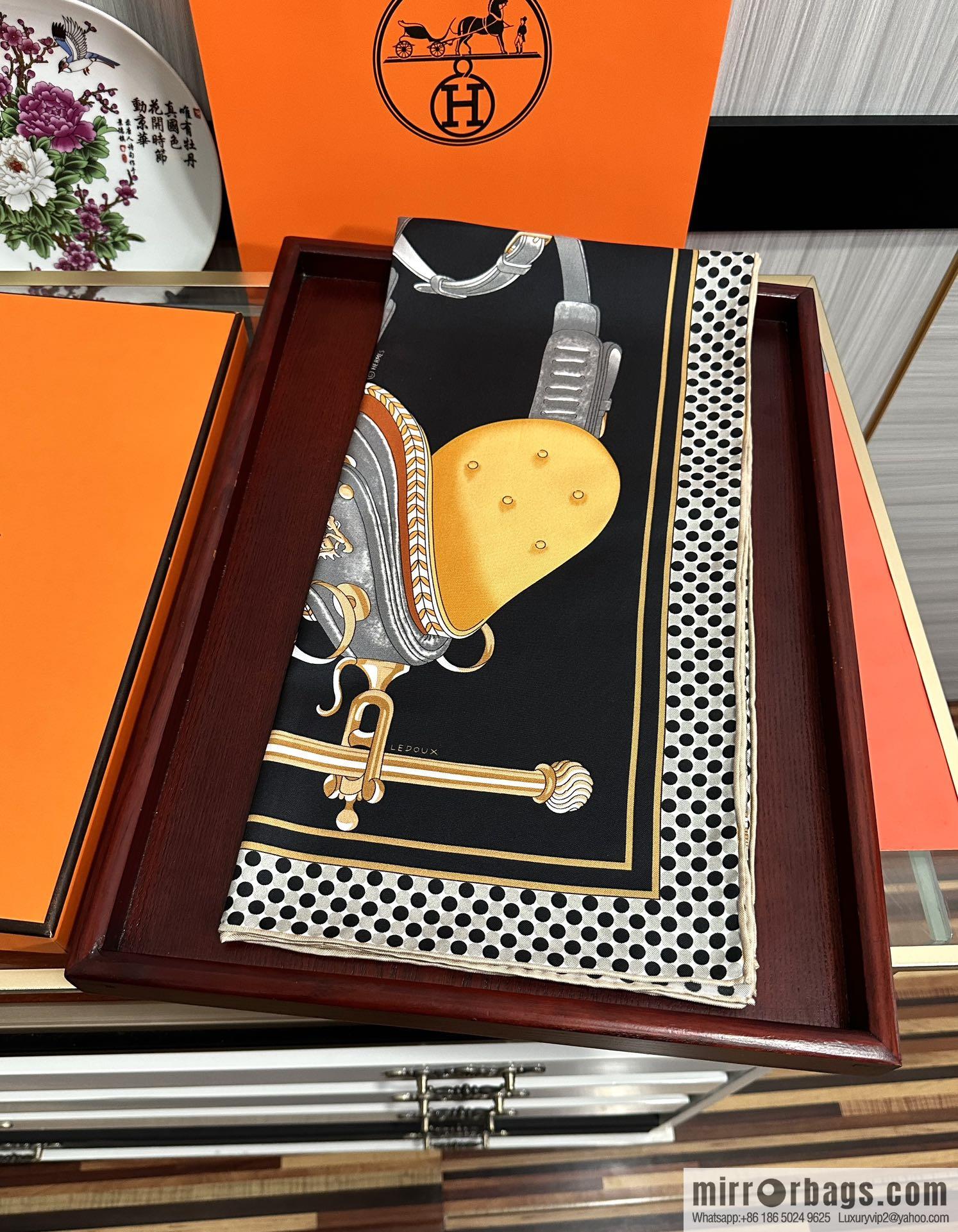 Hermes carriage design silk scarf