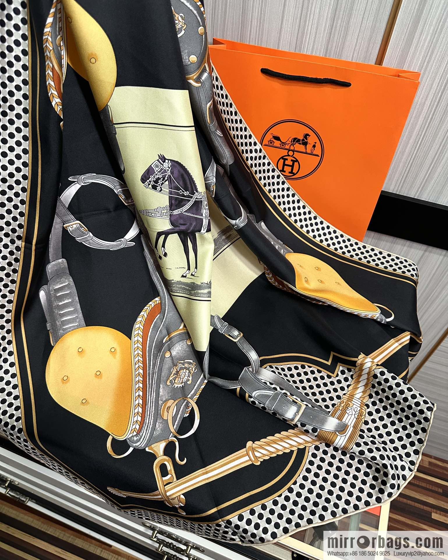 Hermes carriage design silk scarf