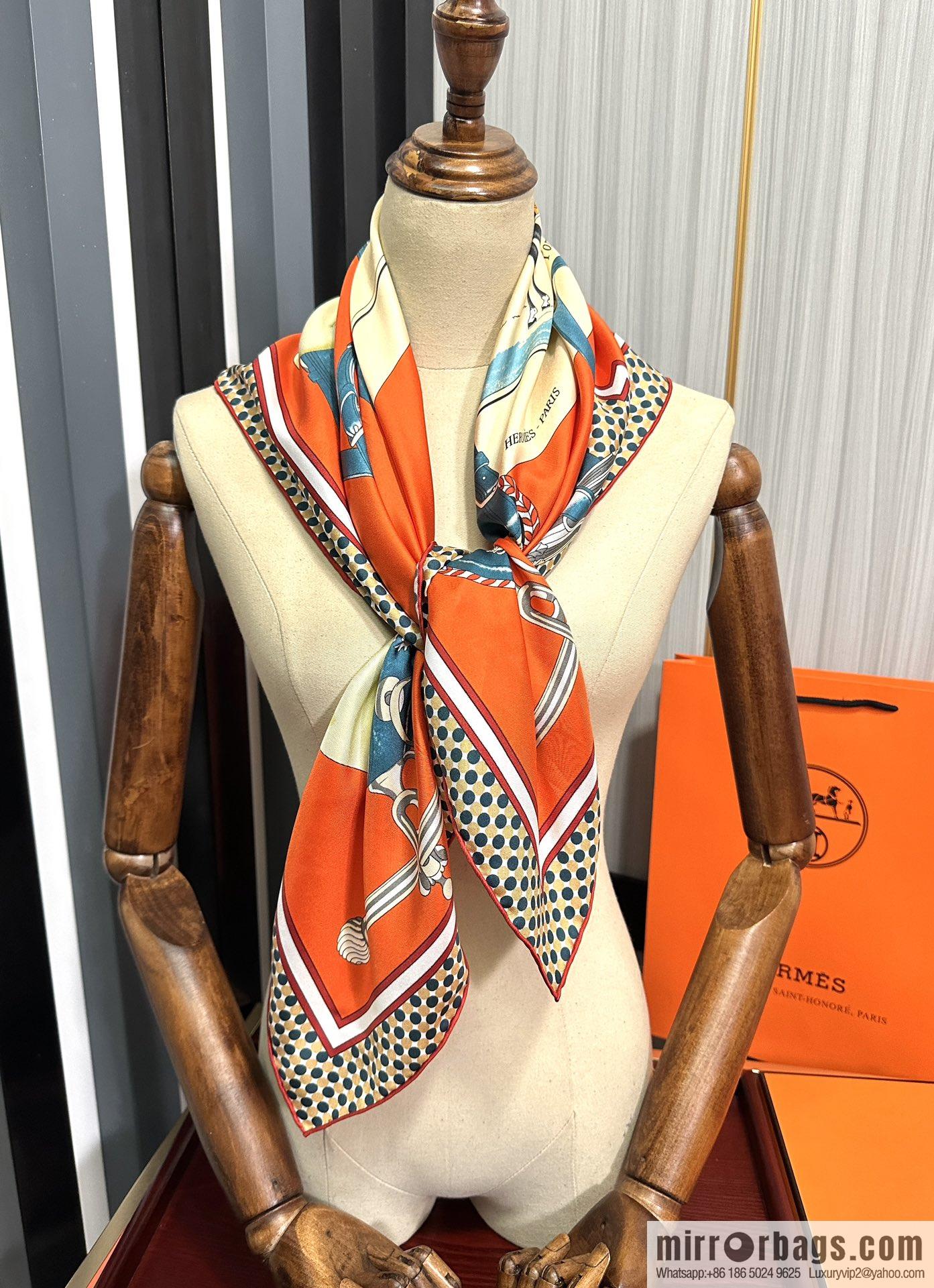 Hermes carriage design silk scarf