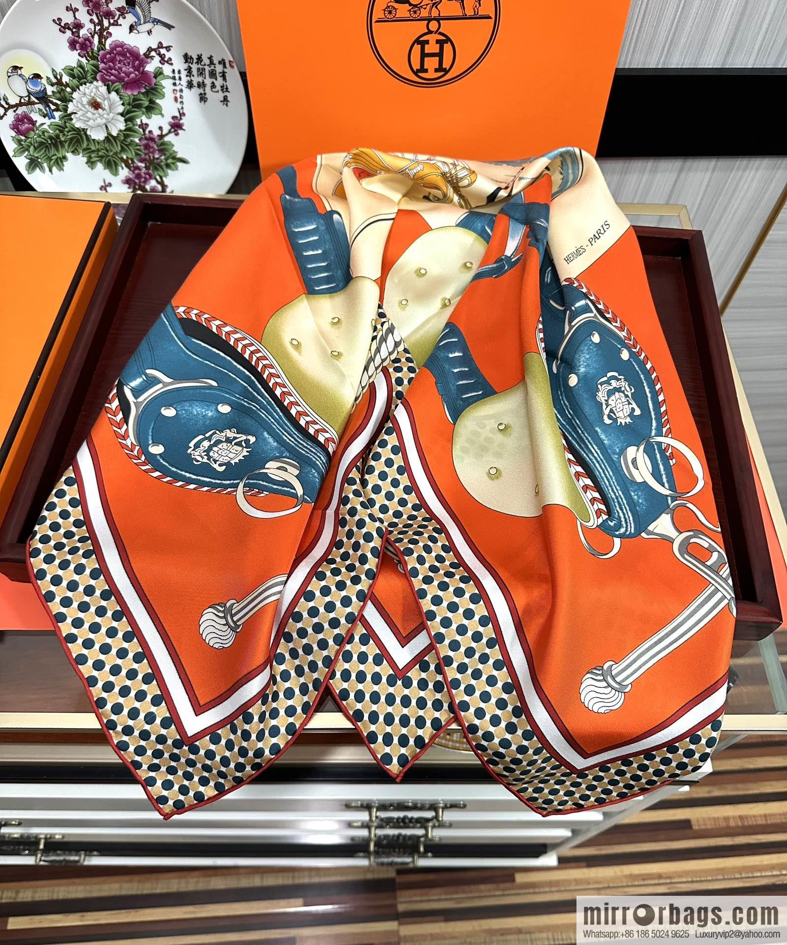 Hermes carriage design silk scarf