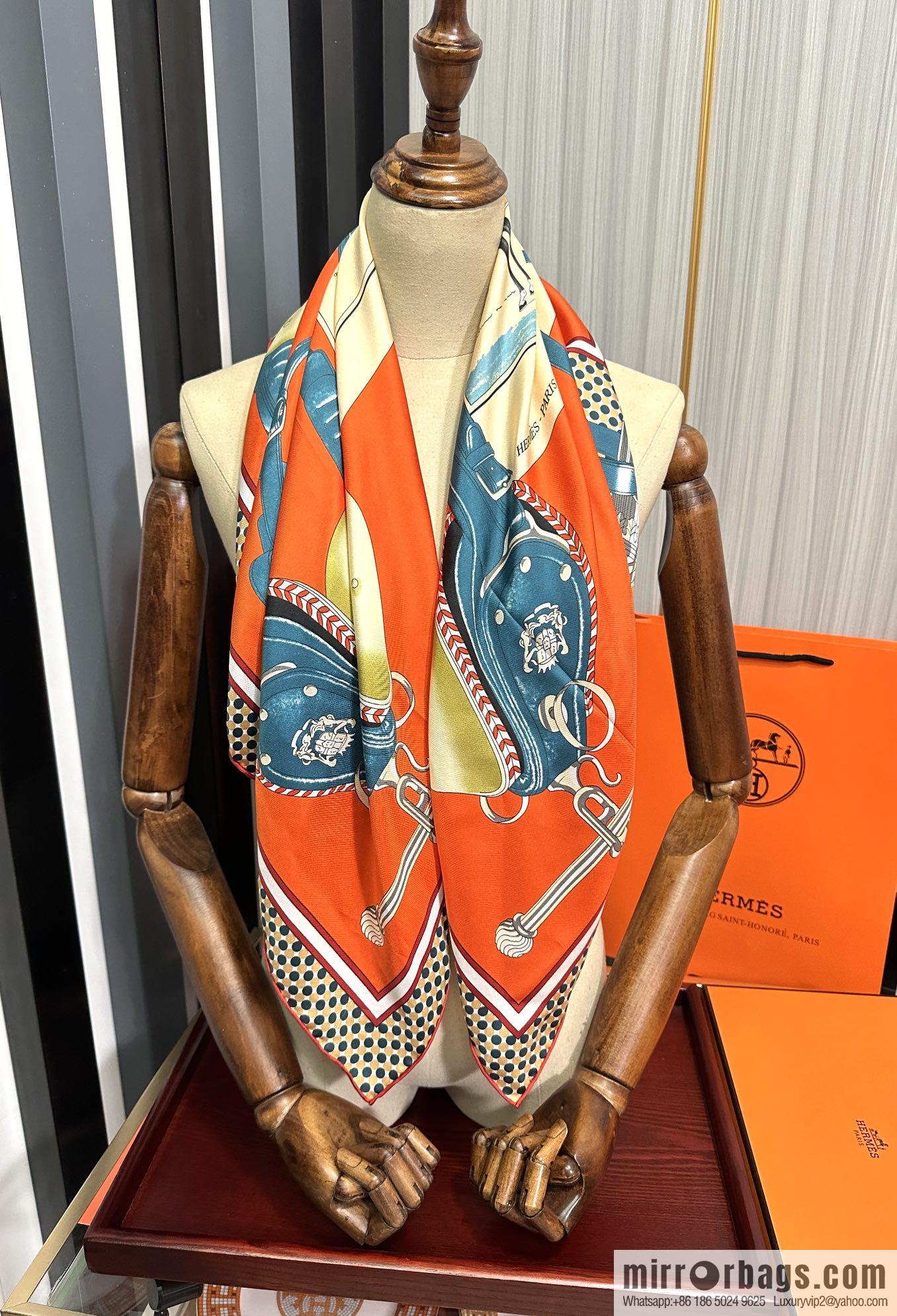 Hermes carriage design silk scarf