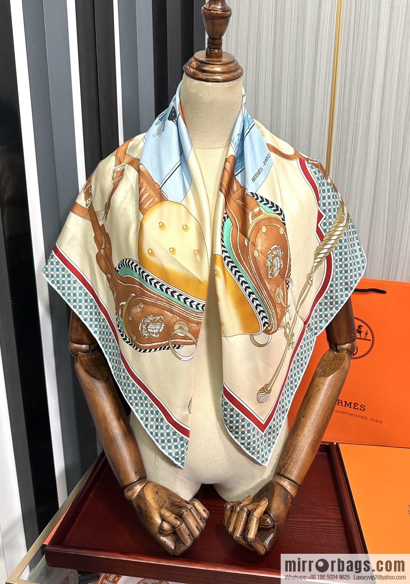 Hermes carriage design silk scarf