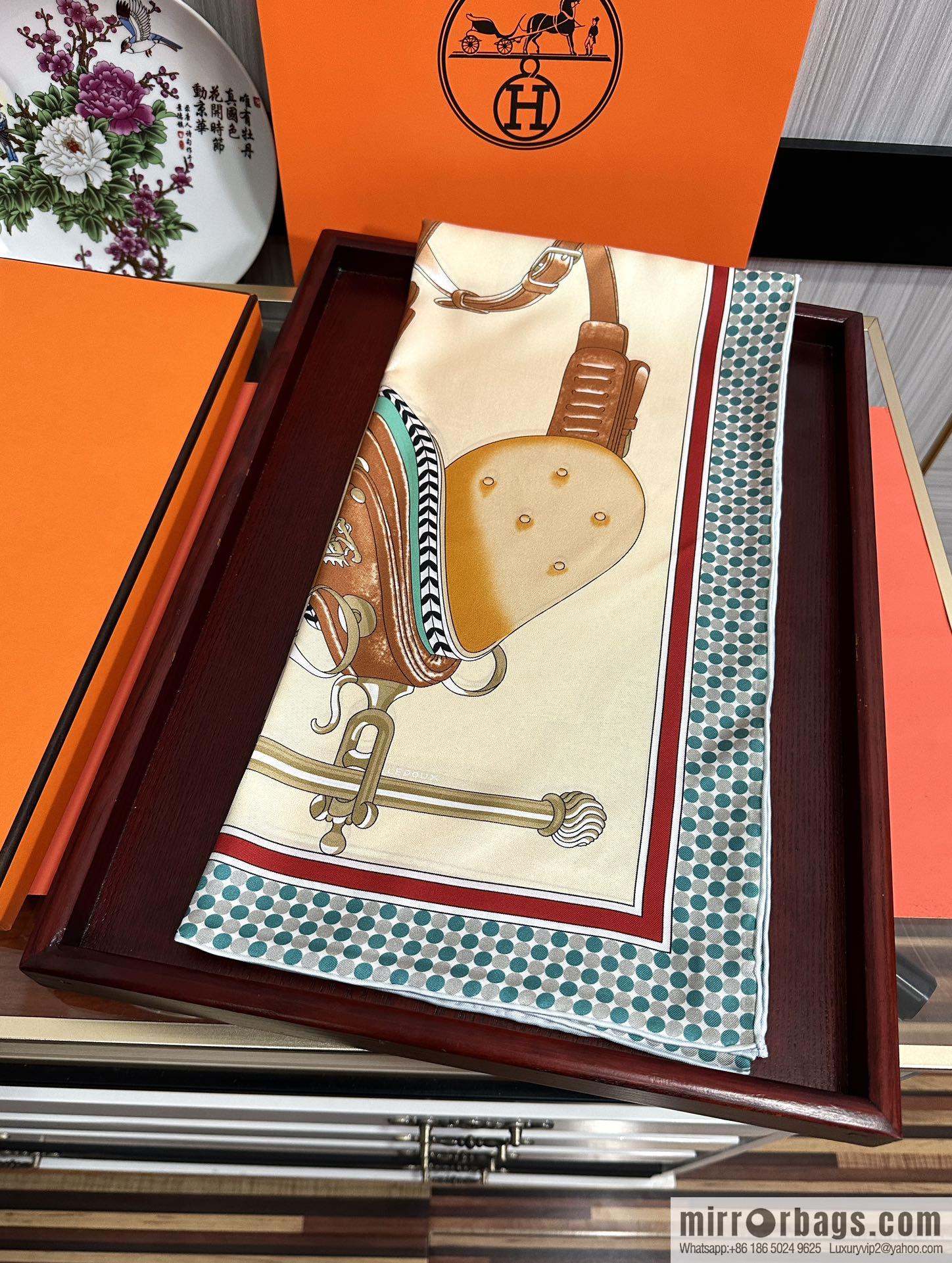 Hermes carriage design silk scarf