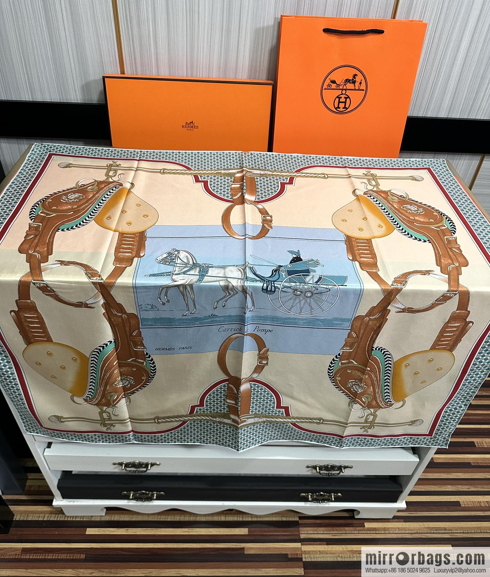 Hermes carriage design silk scarf