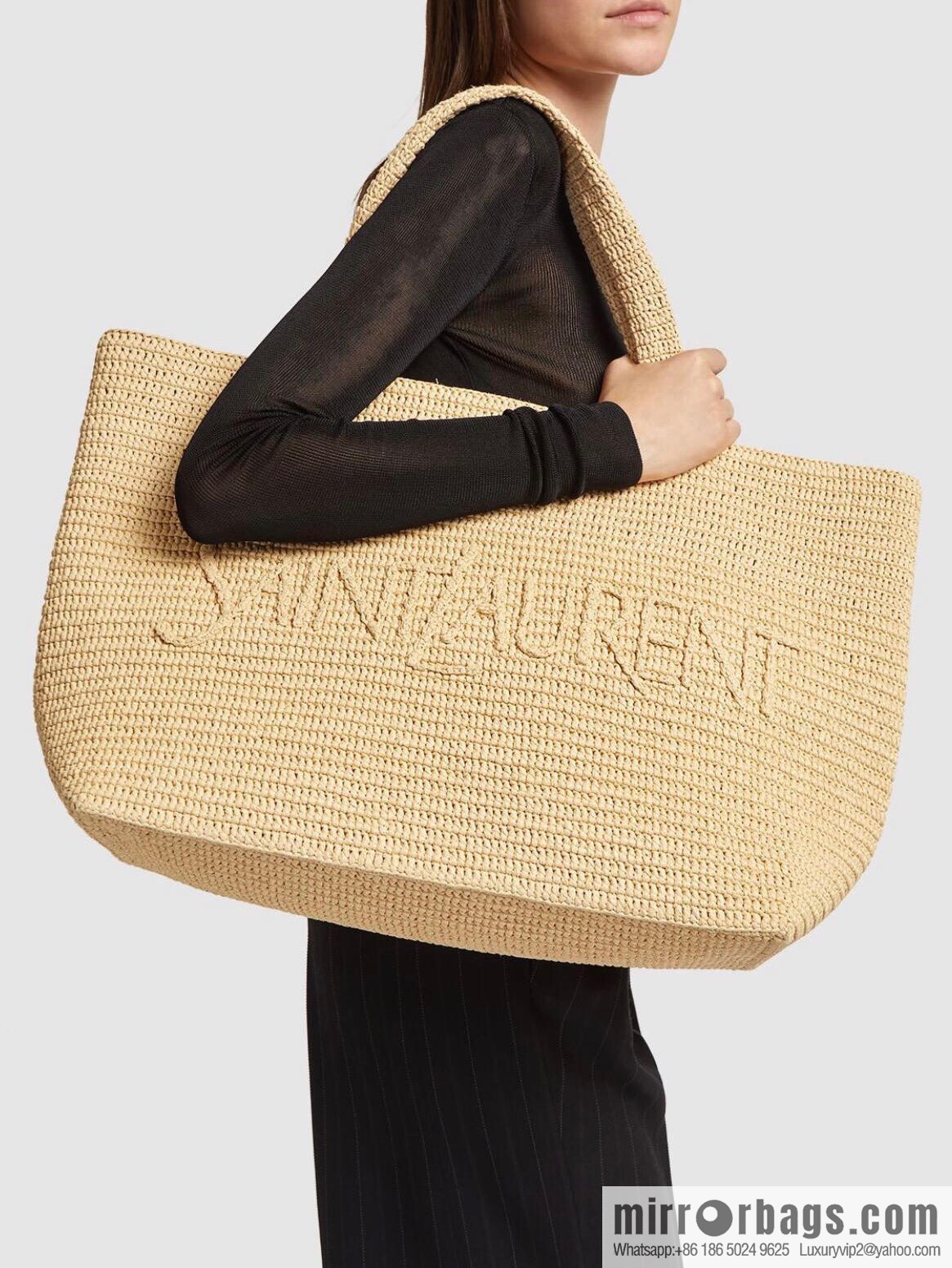 YSL raffia tote bag _ 776763 natural color