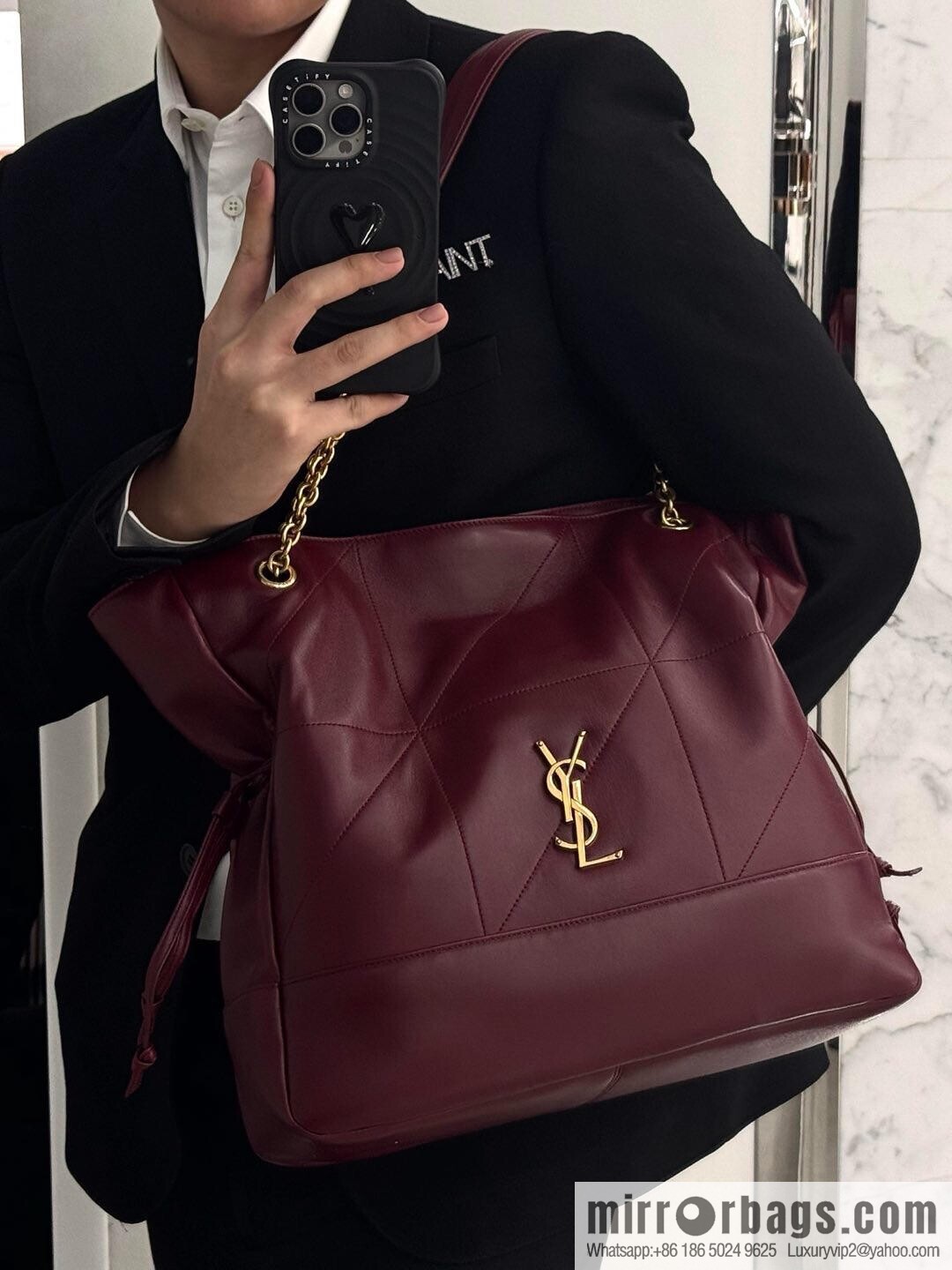 YSL 𝗝𝗮𝗺𝗶𝗲 𝟰.𝟯 large 𝗣𝗢𝗖𝗛𝗢𝗡_ lucky bag bucket bag 809824 burgundy