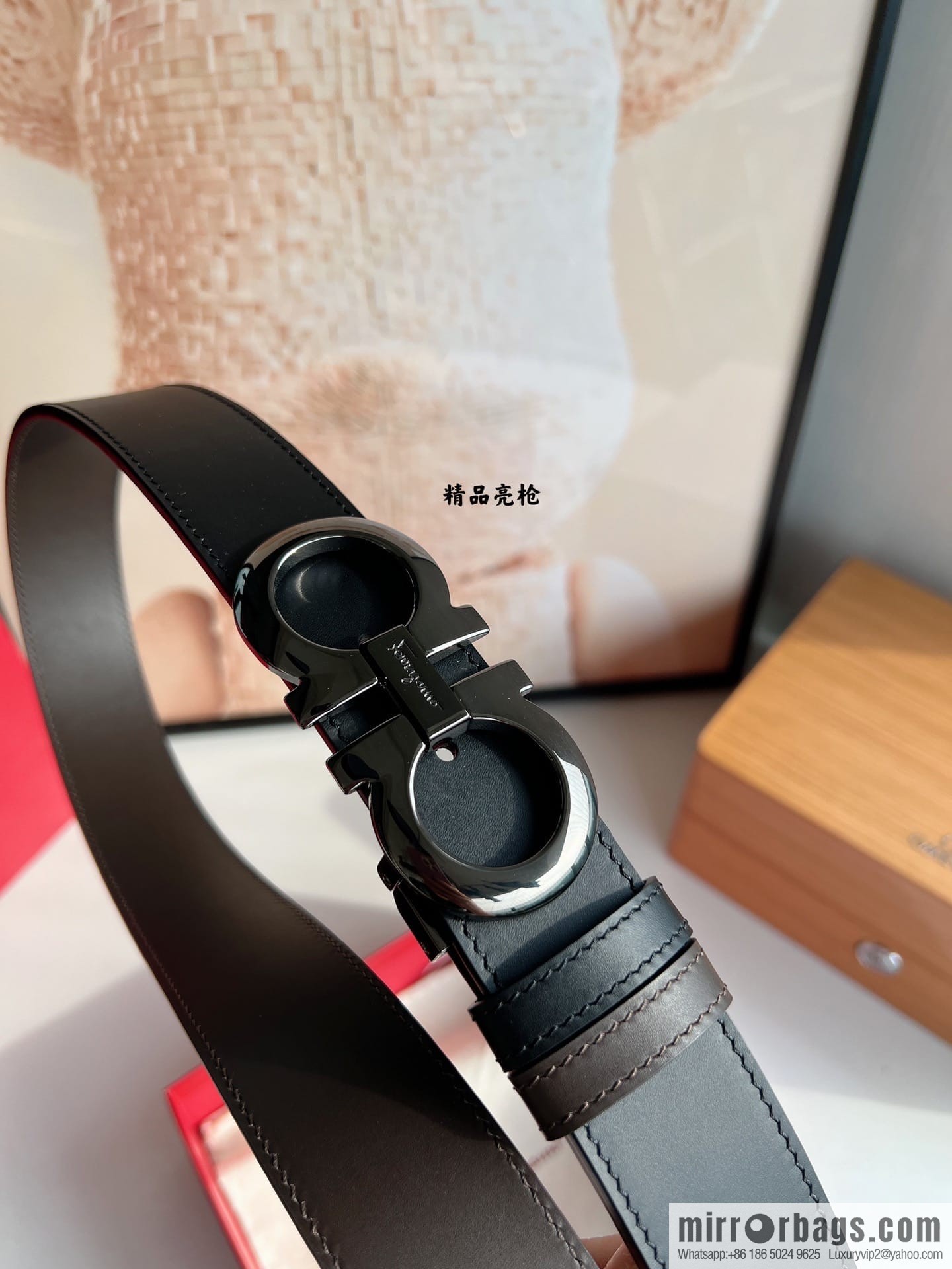 Ferragamo Ferragamo, Men's 3.5cm Boutique Metal Buckle Imported Double-Sided First Cowhide Belt