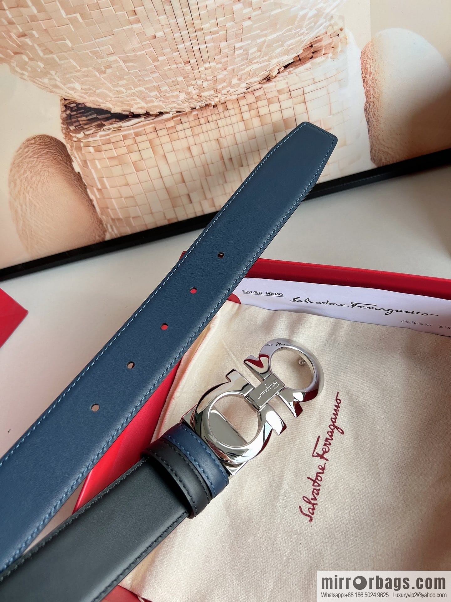 Ferragamo Ferragamo, Men's 3.5cm Boutique Metal Buckle Imported Double-Sided First Cowhide Belt