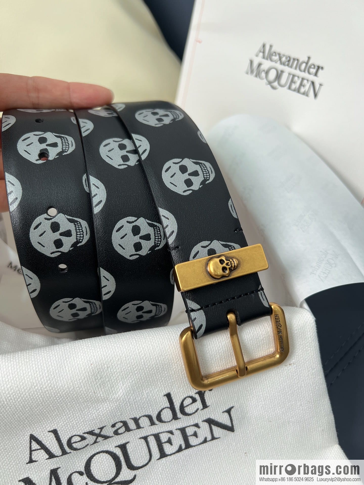 Alexander McQueen, gold-filled belt marked metal buckle women's belt