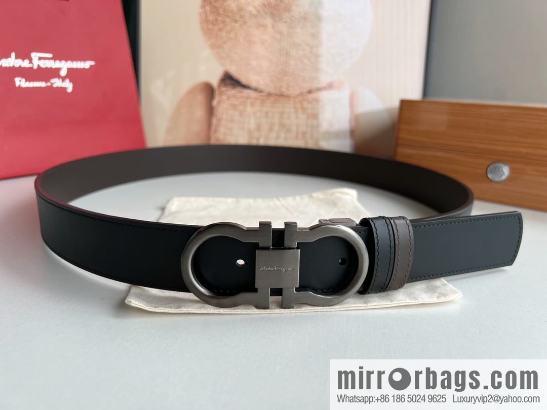 Ferragamo Ferragamo, boutique 8-character counter version metal buckle men's 3.5cm belt