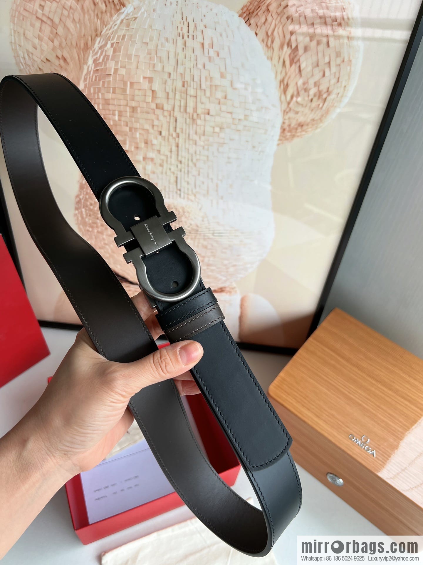 Ferragamo Ferragamo, boutique 8-character counter version metal buckle men's 3.5cm belt