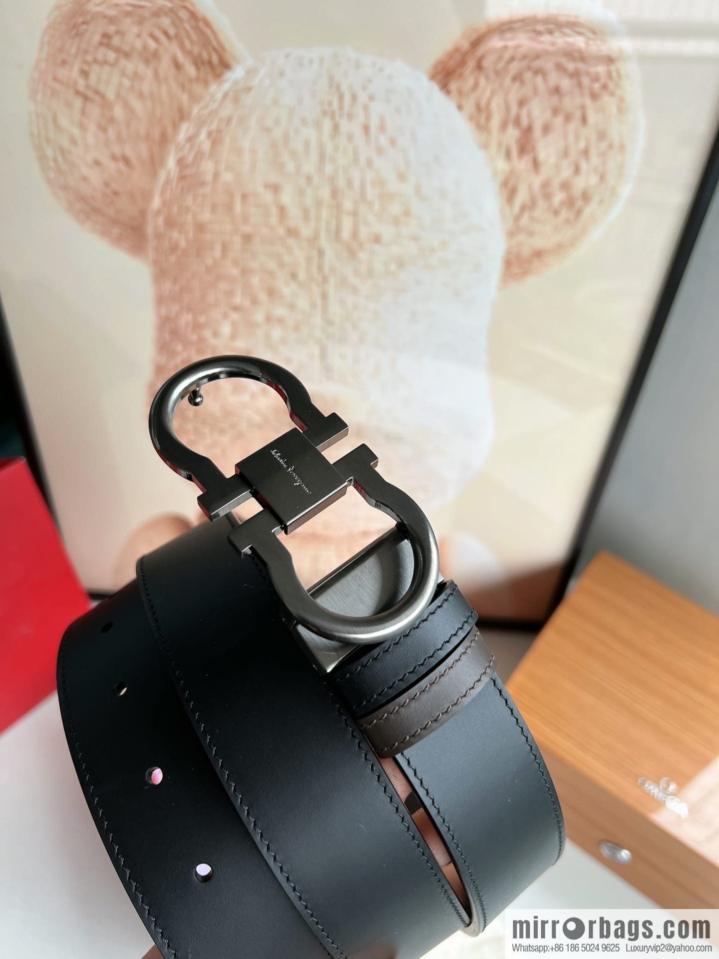 Ferragamo Ferragamo, boutique 8-character counter version metal buckle men's 3.5cm belt