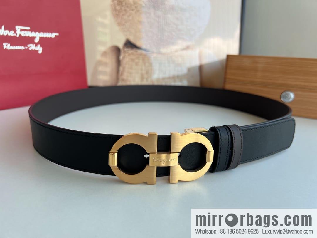 Ferragamo Ferragamo, Stainless Steel Figure 8 Metal Clip Buckle Men's 3.5cm Belt
