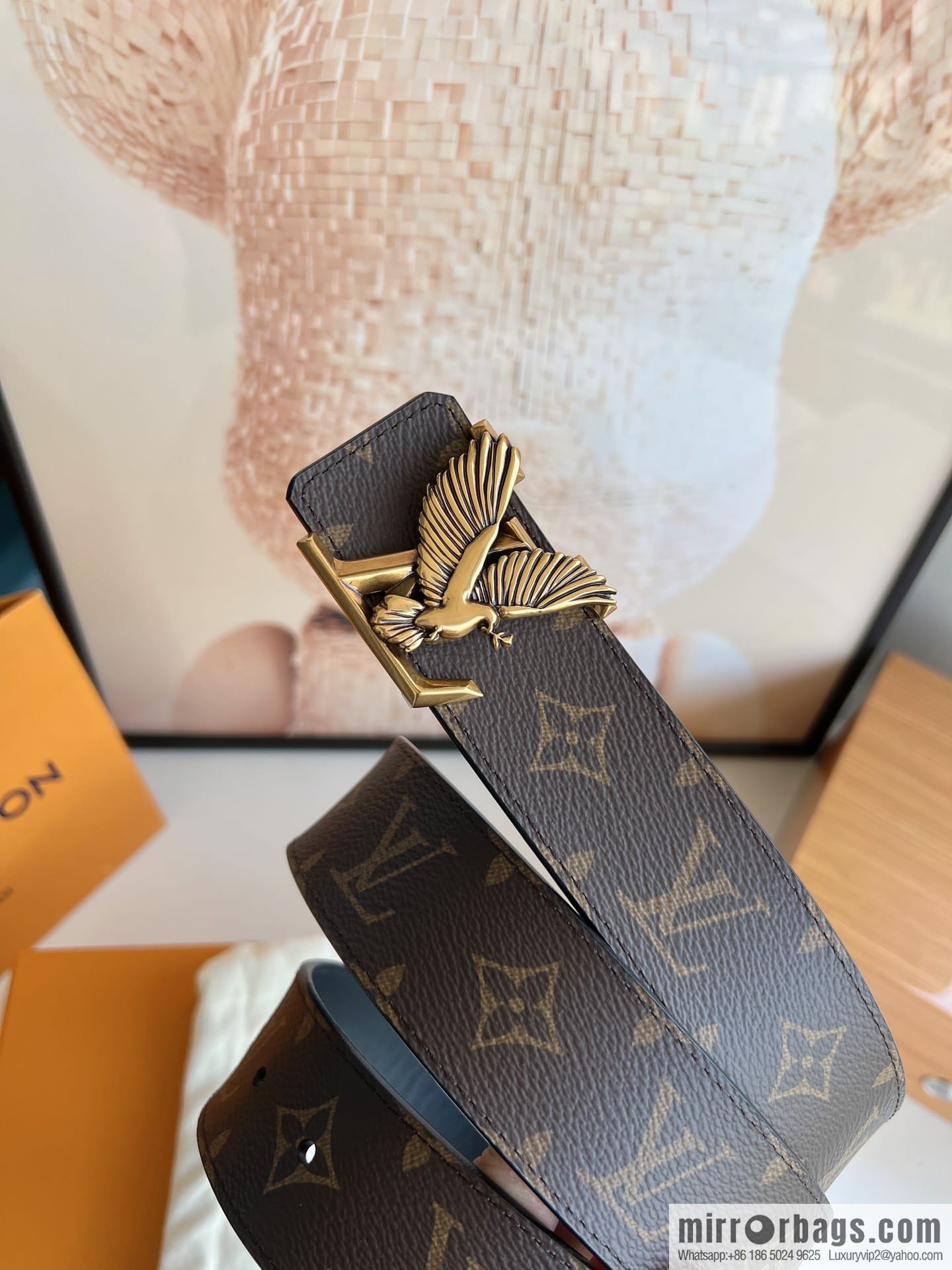 LV/Louis Vuitton, Classic Monogram Dove Double Sided Belt