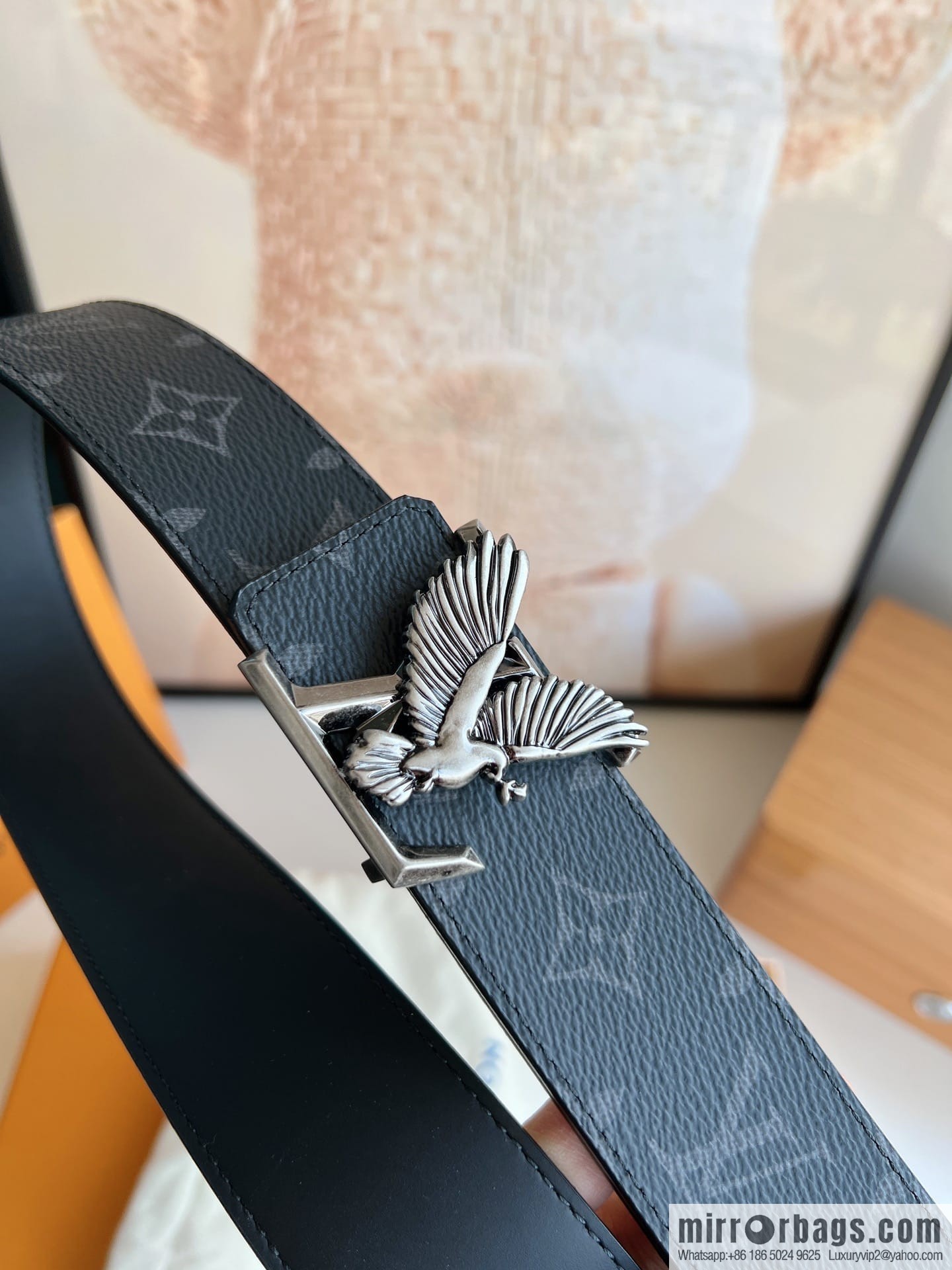LV/Louis Vuitton, Classic Monogram Dove Double Sided Belt