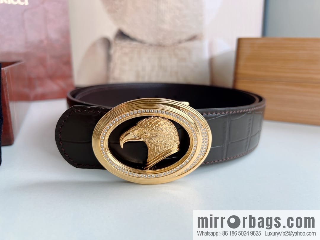 Stefano. Ricci Stephen, Stainless Steel Hand Engraved Craft Eagle Head Men's 3.8cm Belt