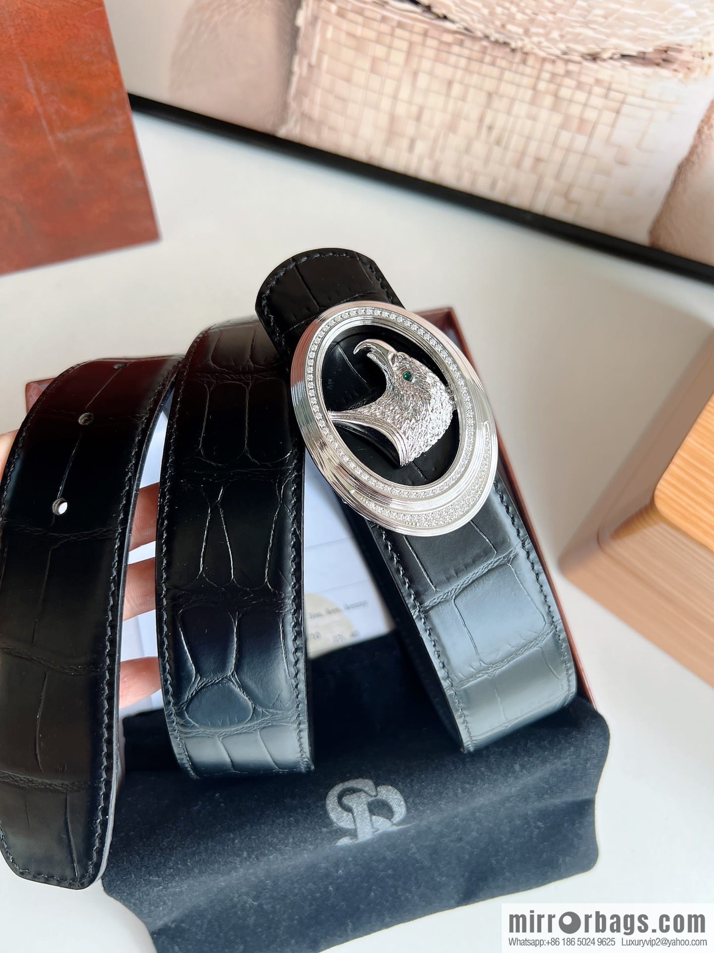 Stefano. Ricci Stephen, Stainless Steel Hand Engraved Craft Eagle Head Men's 3.8cm Belt