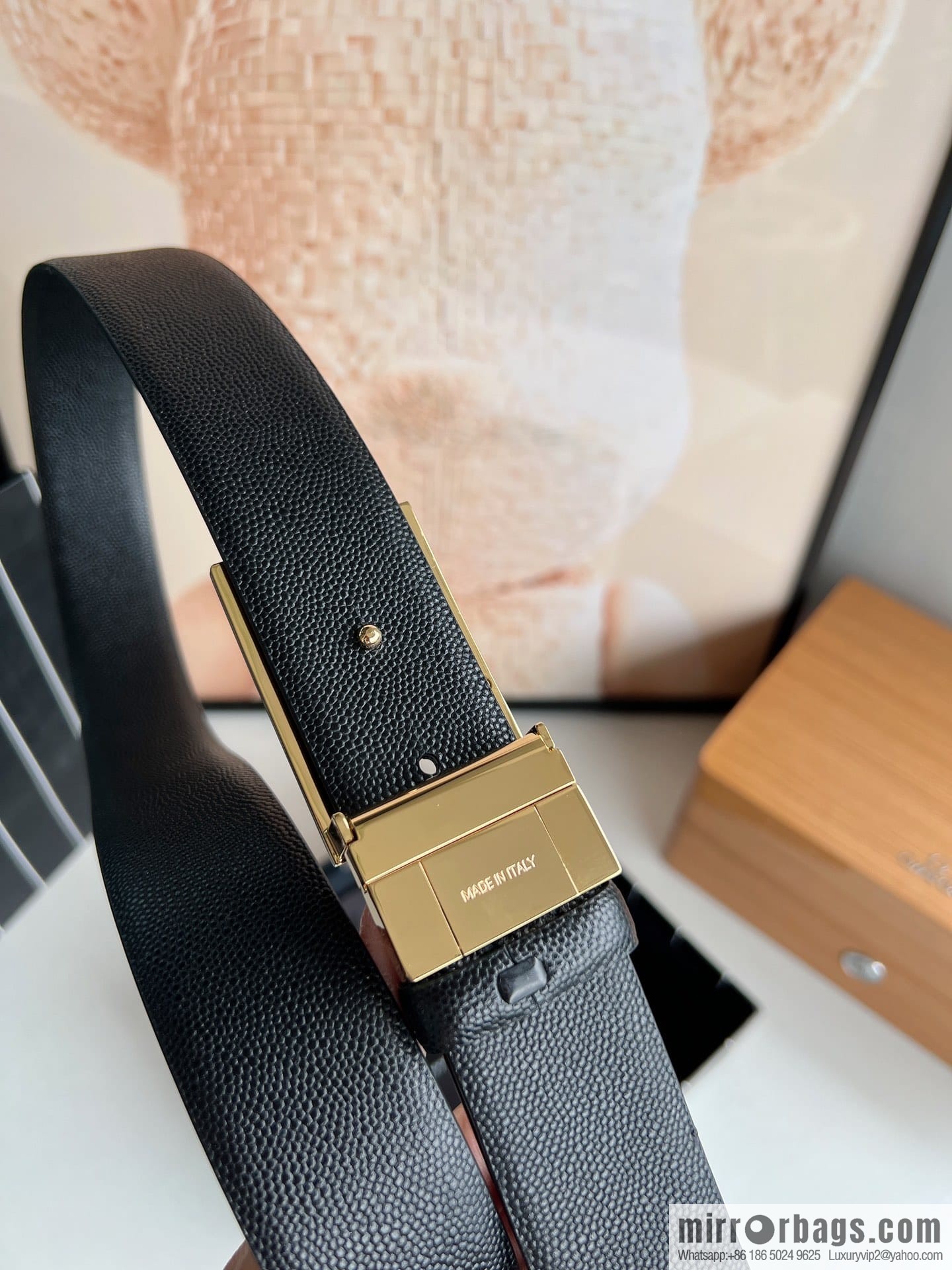 Ermengildo. Zein Double Sided Cowhide Sheepskin Textured Men's 3.5cm Belt
