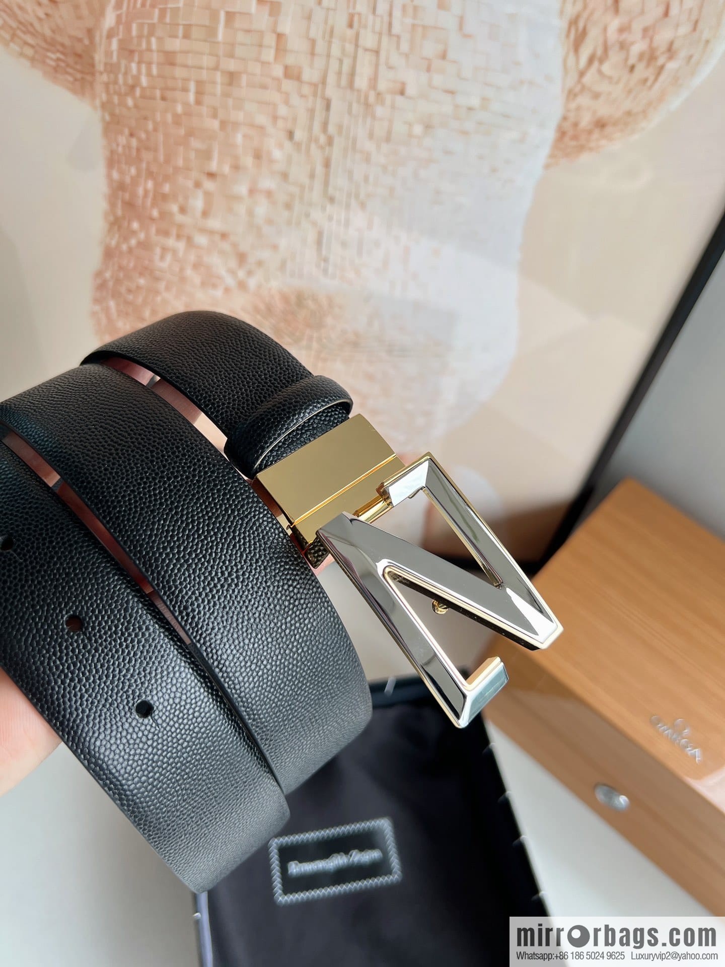 Ermengildo. Zein Double Sided Cowhide Sheepskin Textured Men's 3.5cm Belt