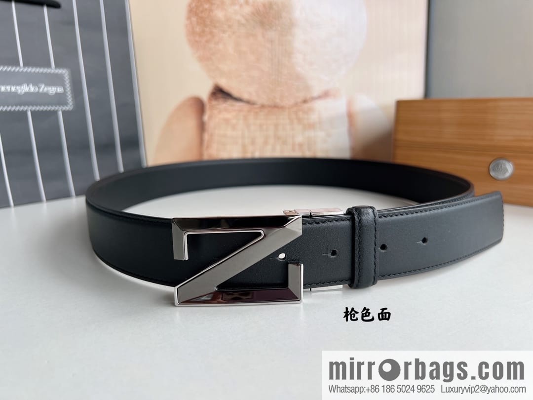 Ermengildo. Zein Double Sided Cowhide Sheepskin Textured Men's 3.5cm Belt