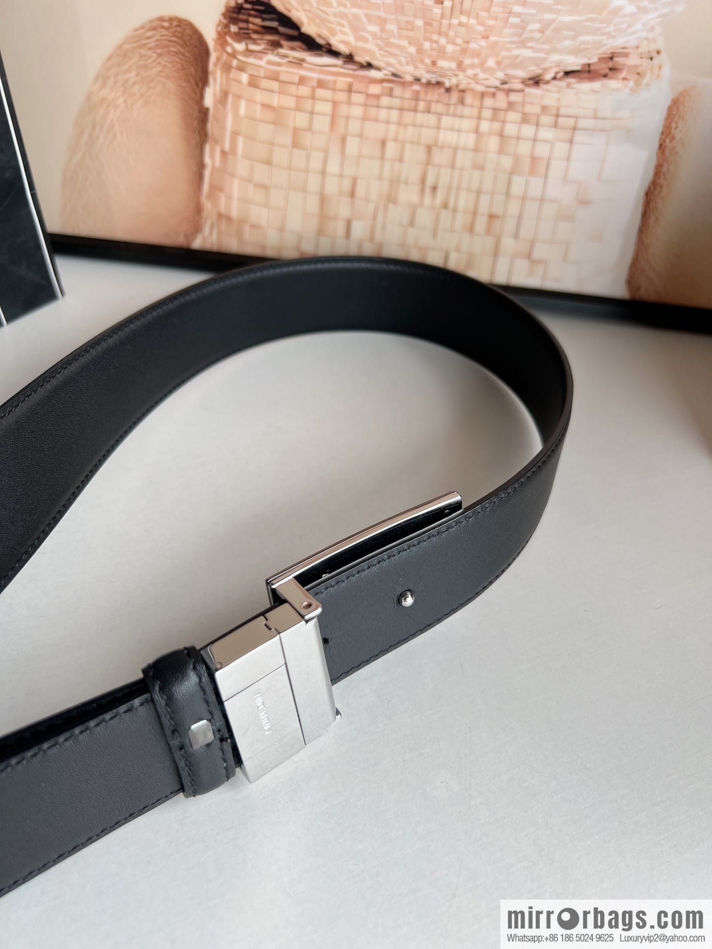 Ermengildo. Zein Double Sided Cowhide Sheepskin Textured Men's 3.5cm Belt