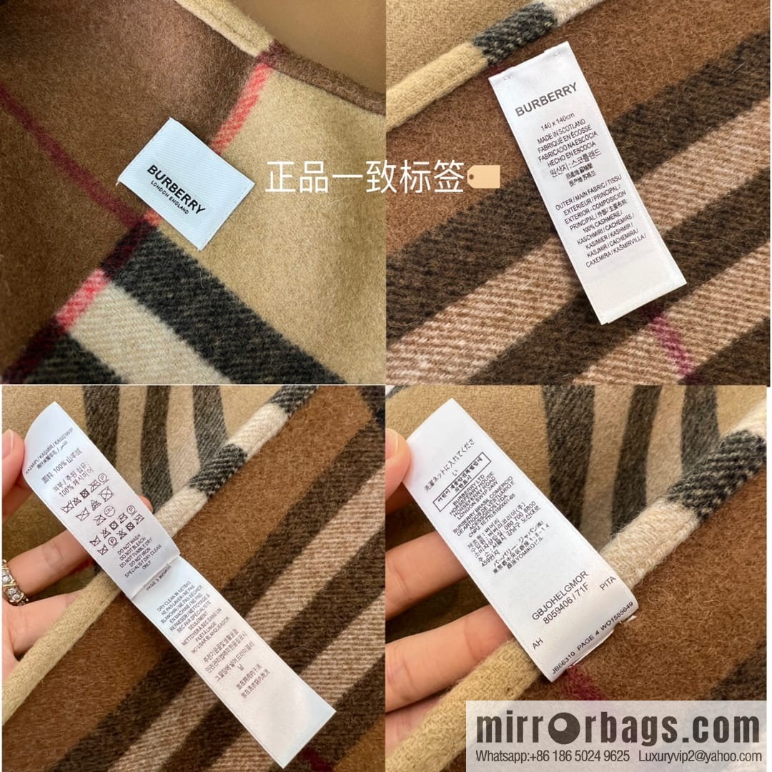 Burberry Burberry Tassel Edge Design Checked Cashmere Cape