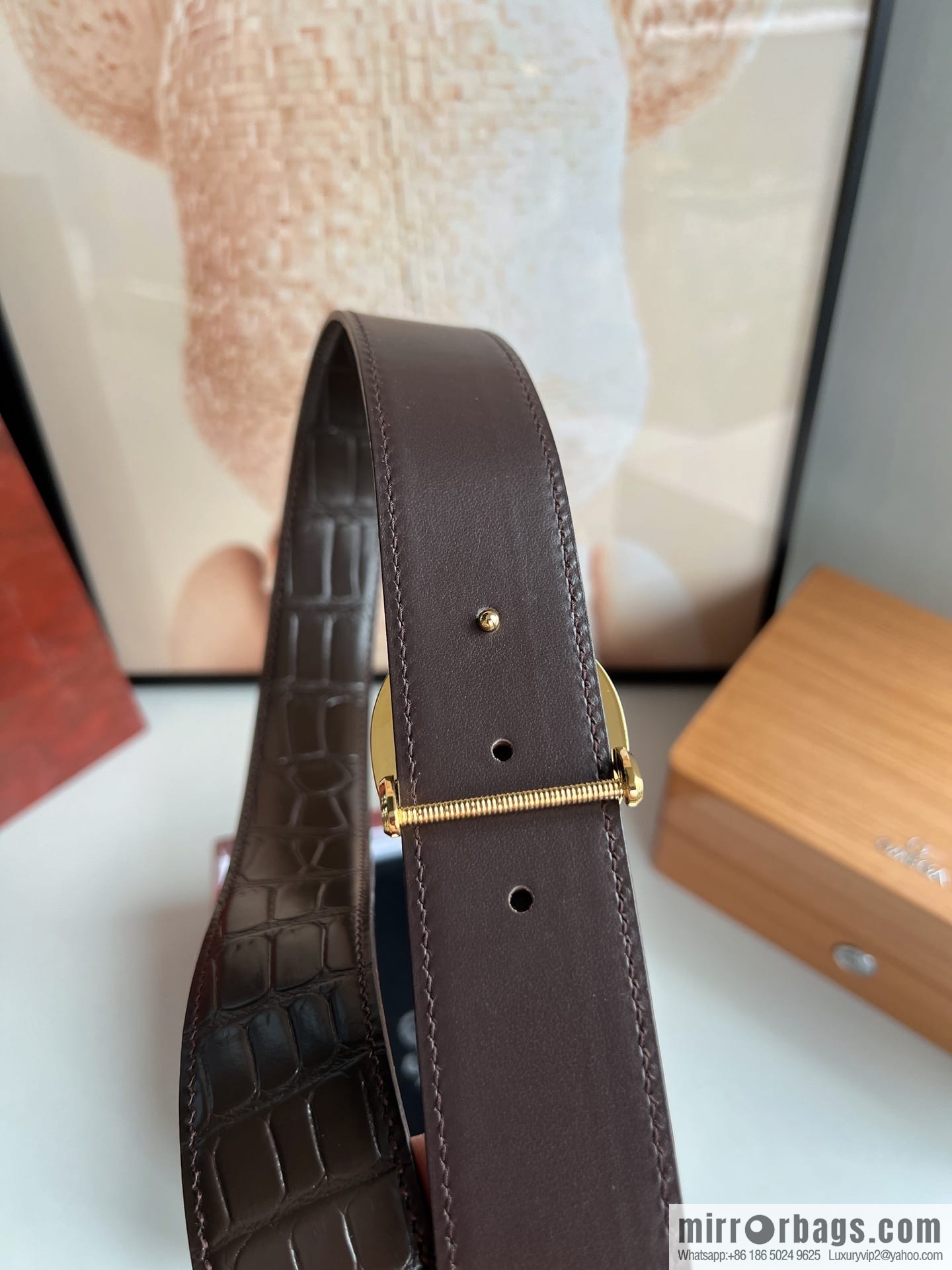 Stefano Ricci Stephen Nidge Shop 3.8cm Men's Eagle 🦅 with Cowhide Crocodile Textured Belt