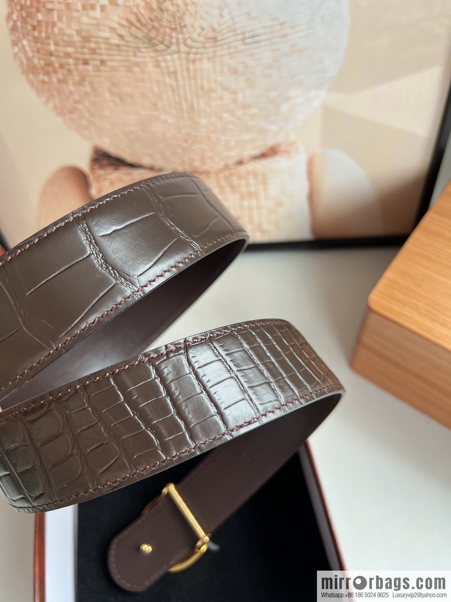 Stefano Ricci Stephen Nidge Shop 3.8cm Men's Eagle 🦅 with Cowhide Crocodile Textured Belt