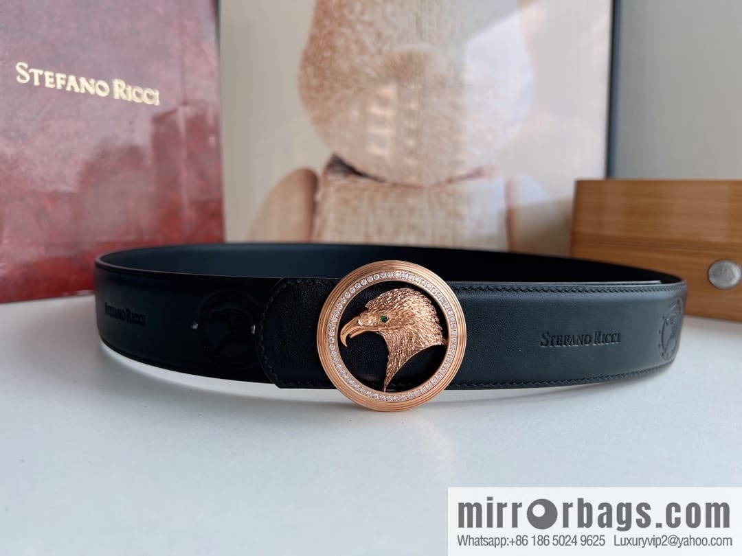 Stefano. Ricci Stephen, Selected Cowhide Press Textured Belt 3.8cm