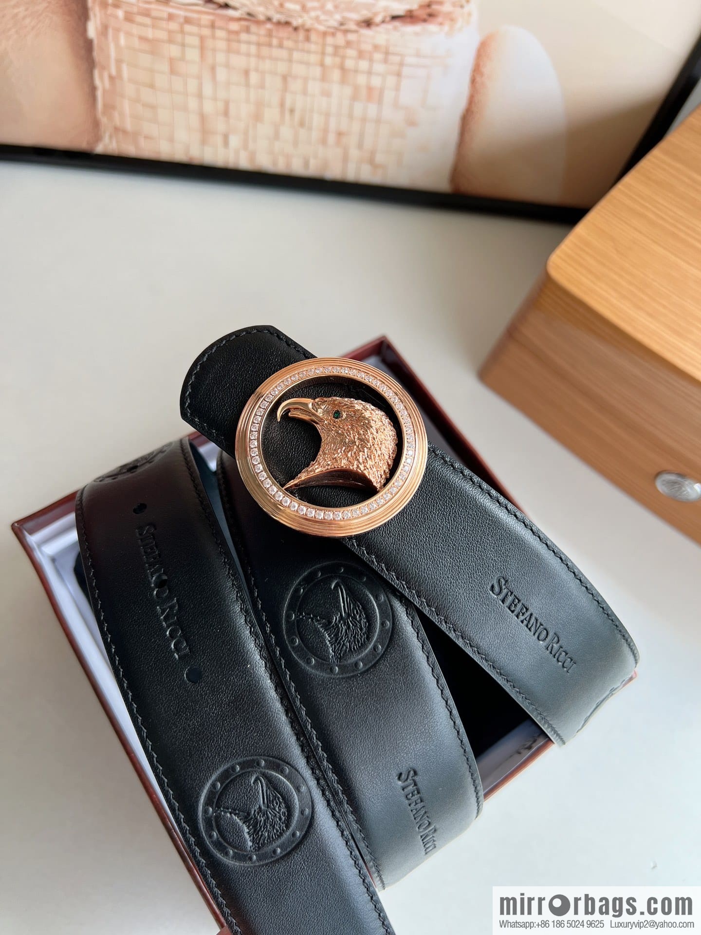 Stefano. Ricci Stephen, Selected Cowhide Press Textured Belt 3.8cm
