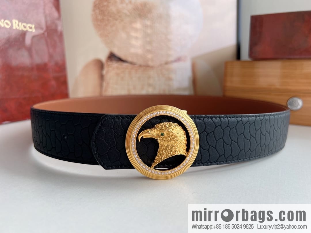 Stefano. Ricci Stephen, Selected Cowhide Press Textured Belt 3.8cm