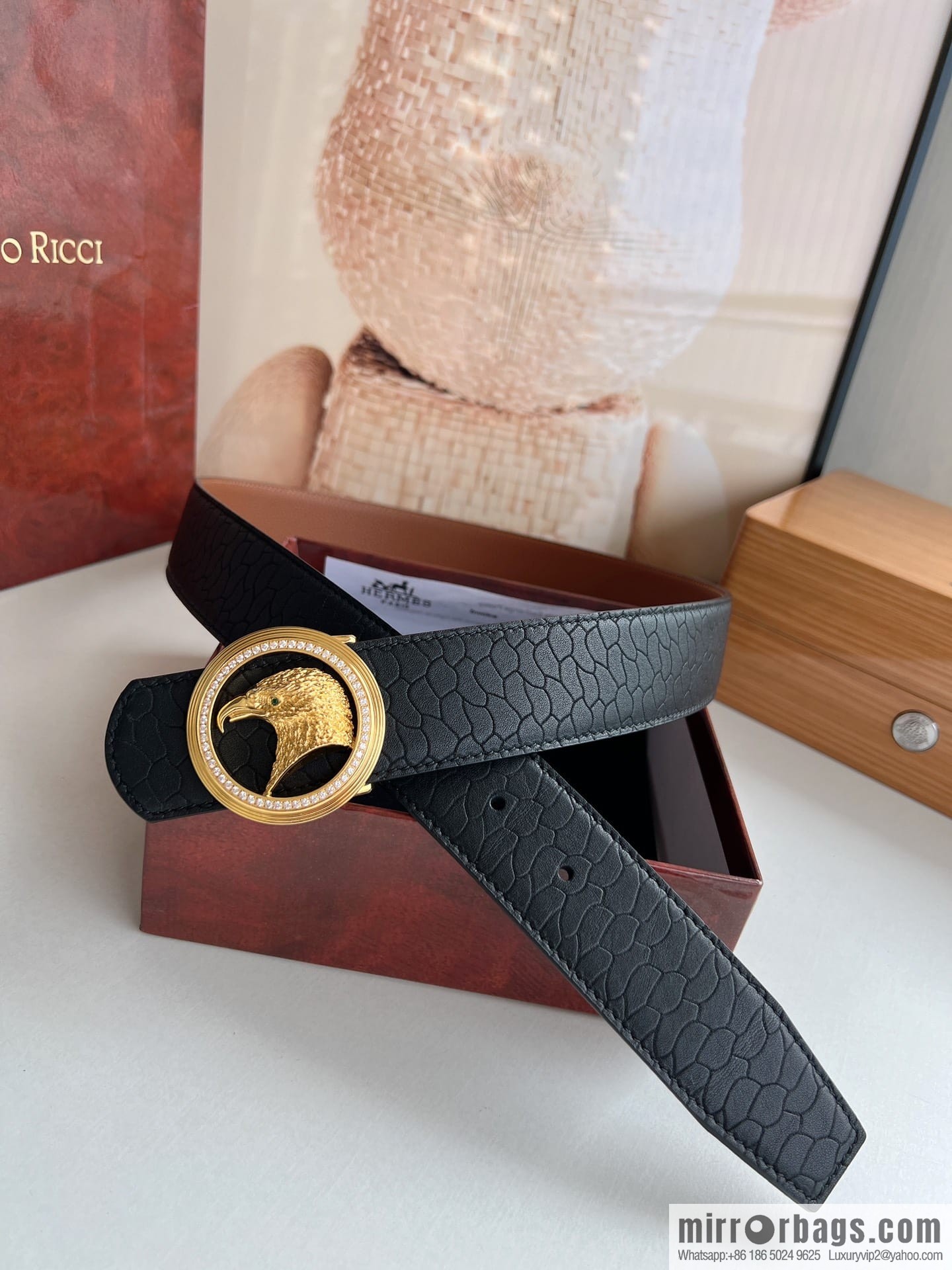 Stefano. Ricci Stephen, Selected Cowhide Press Textured Belt 3.8cm