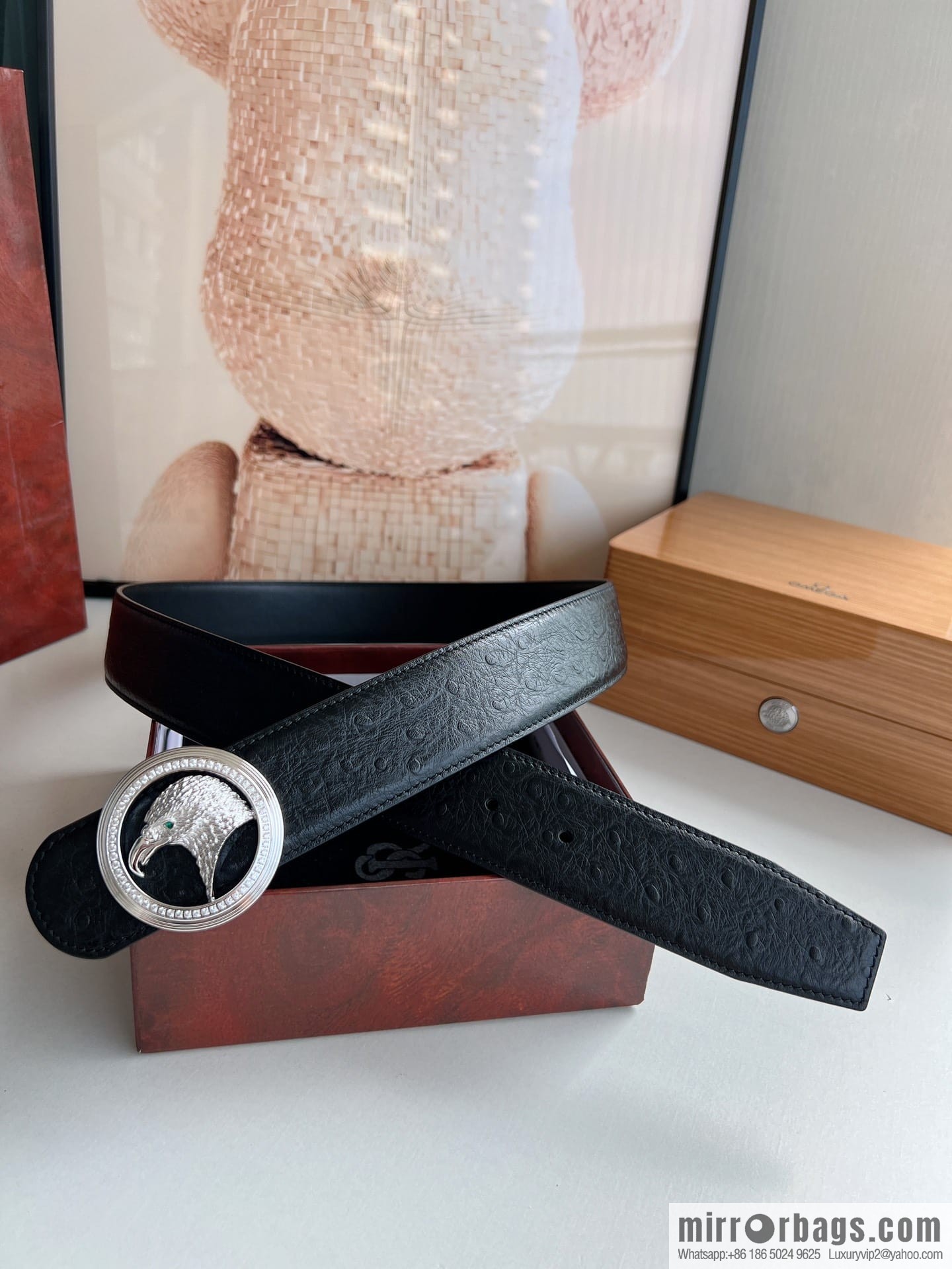 Stefano. Ricci Stephen, Selected Cowhide Press Textured Belt 3.8cm