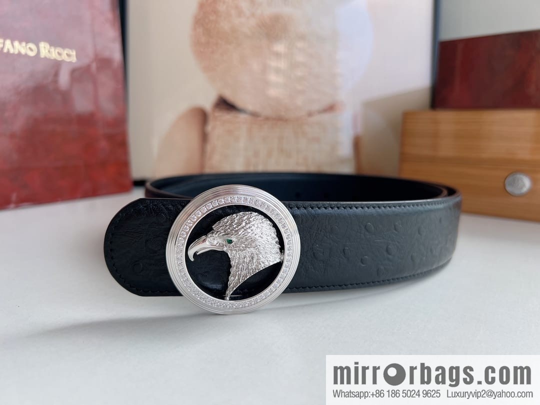 Stefano. Ricci Stephen, Selected Cowhide Press Textured Belt 3.8cm